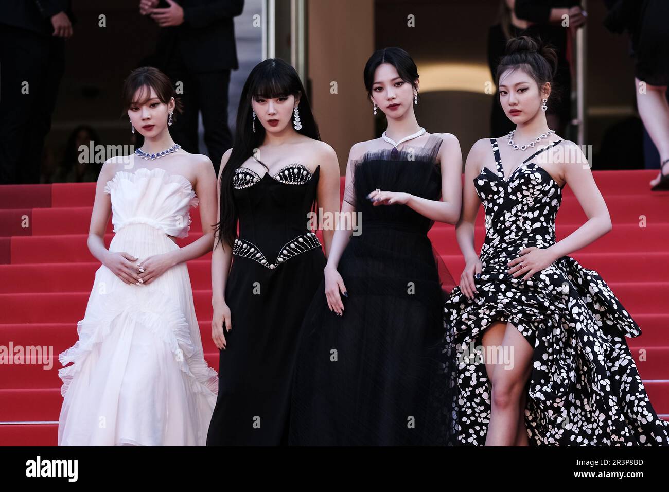 Cannes, France. 24th May, 2023. NingNing, Giselle, Winter and Karina of Aespa photographed during the Red Carpet for the premiere of La Passion de Dodin Bouffant as part of the 76th Cannes International Film Festival at Palais des Festivals in Cannes, France Picture by Julie Edwards/Alamy Live News Stock Photo