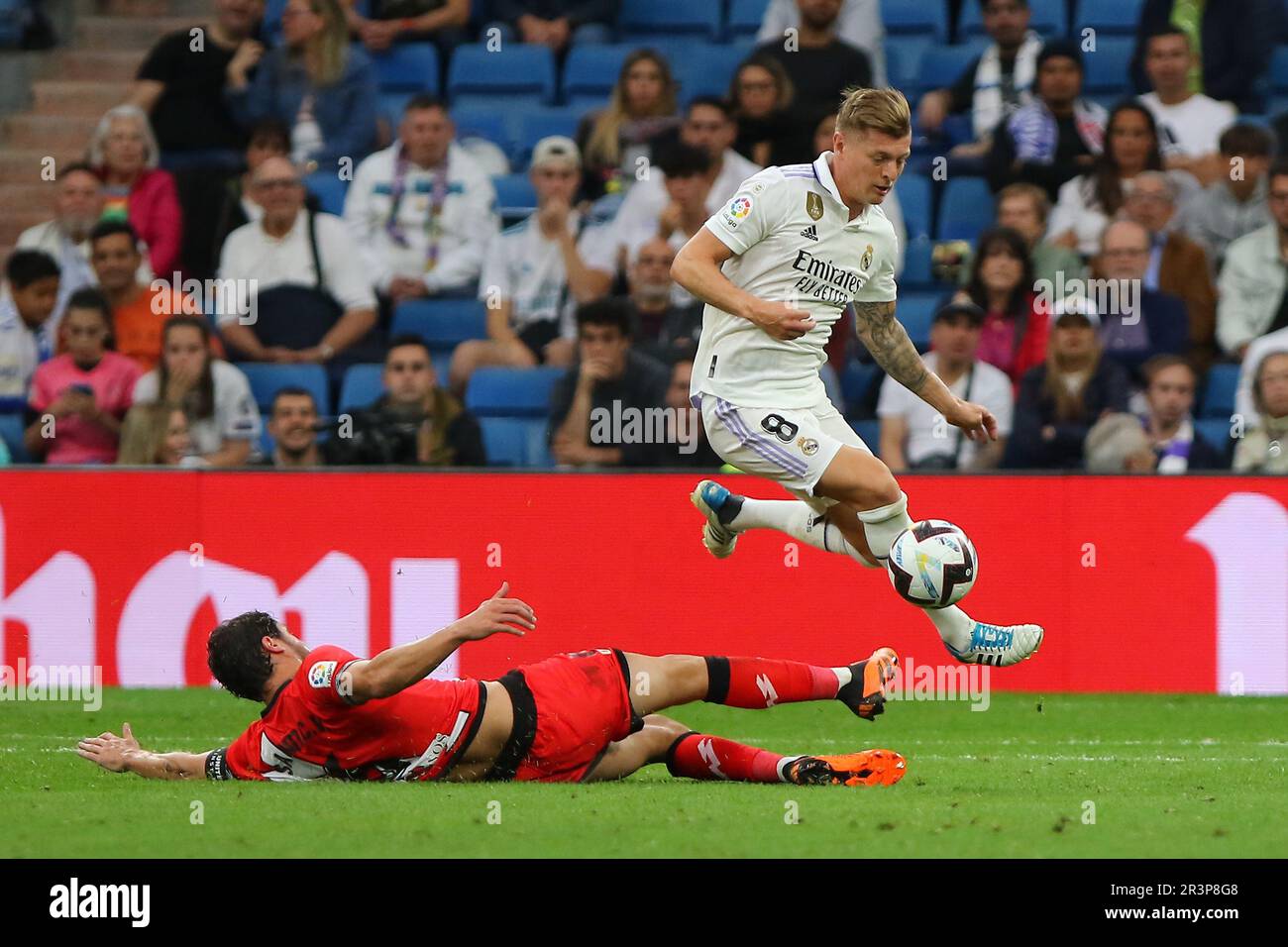 Madrid, Spain. 24th May, 2023. Real Madrid´s Toni Kroos in action during La Liga Match Day 36 Real Madrid and Rayo Vallecano at Santiago Bernabeu Stadium in Madrid, Spain, on May 24, 2023. Credit: Edward F. Peters/Alamy Live News Stock Photo