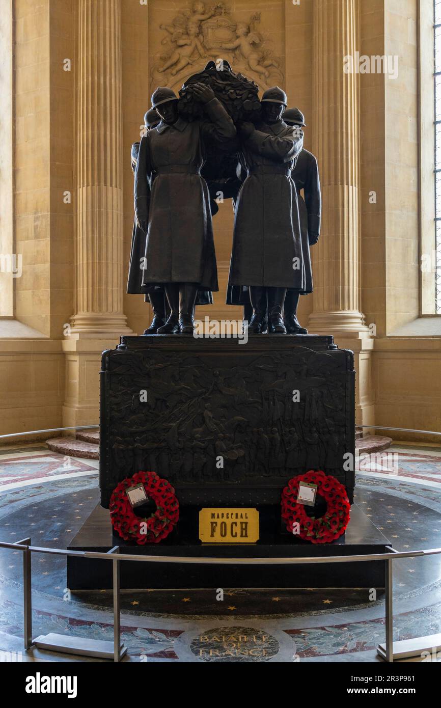 Paris, France. The tomb of marshal Foch, hero of World War One, at Les Invalides. Stock Photo