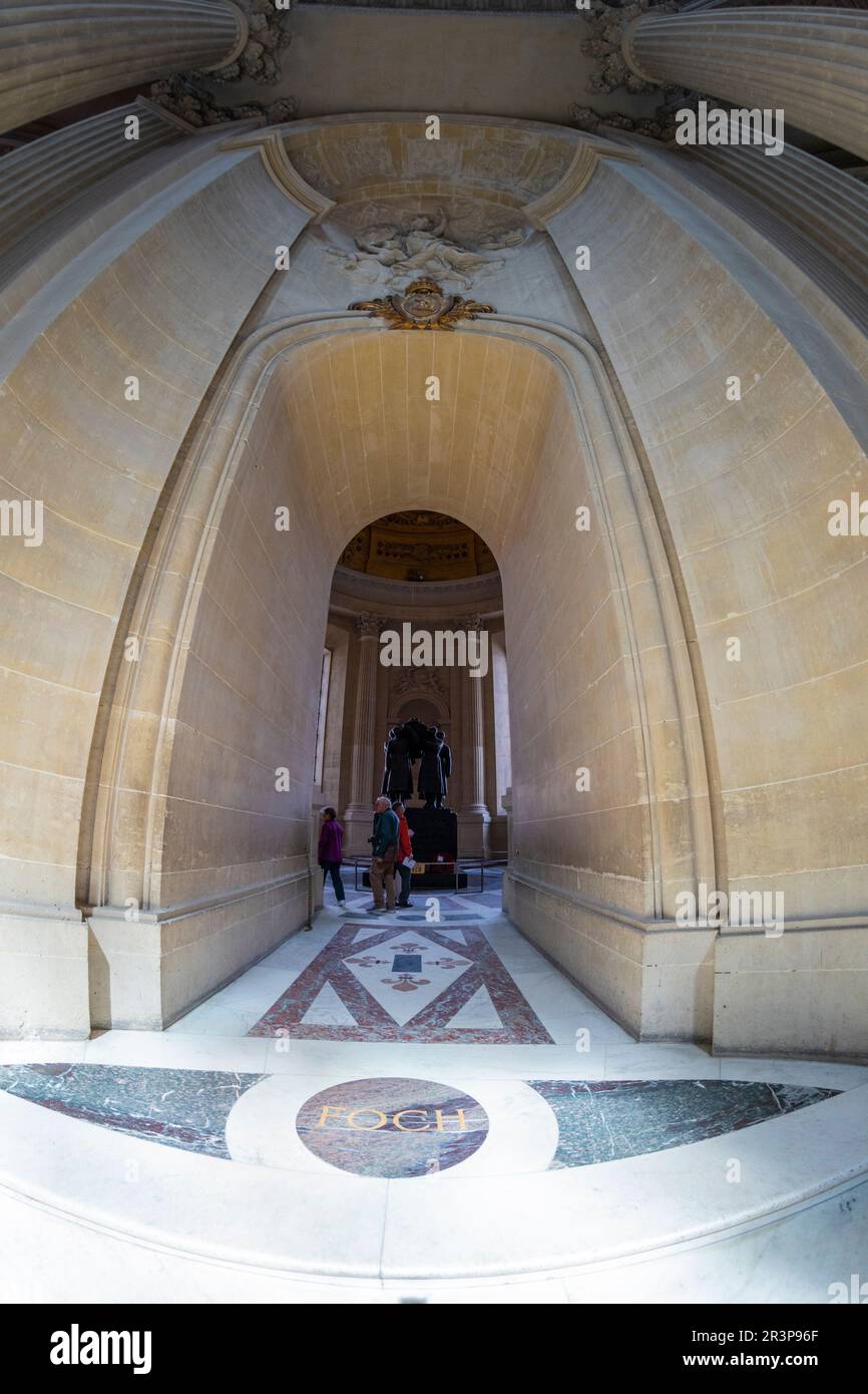Paris, France. The alleyway leading to Mareshal Foch's tomb at Les invalides museum. Stock Photo