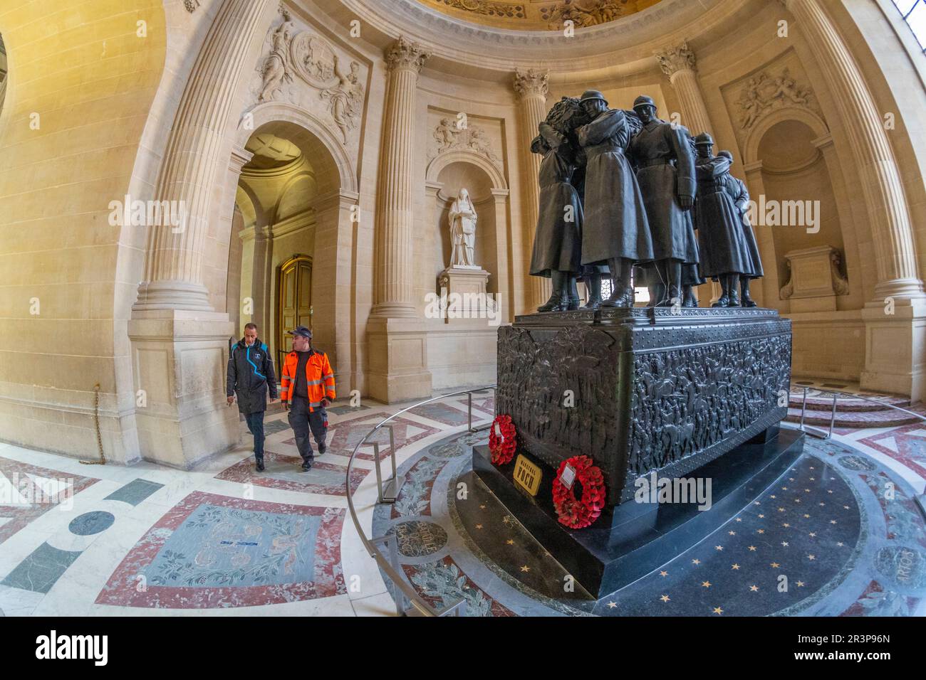 Paris, France. People near the tomb of marshal Foch, hero of World War One, at Les Invalides. Stock Photo