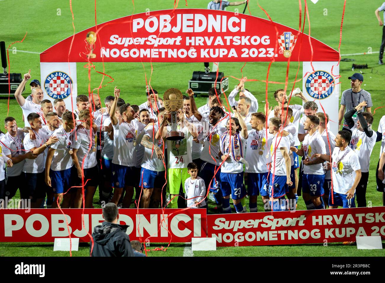 Rijeka, Croatia. 24th May, 2023. Players of Hajduk Split celebrate