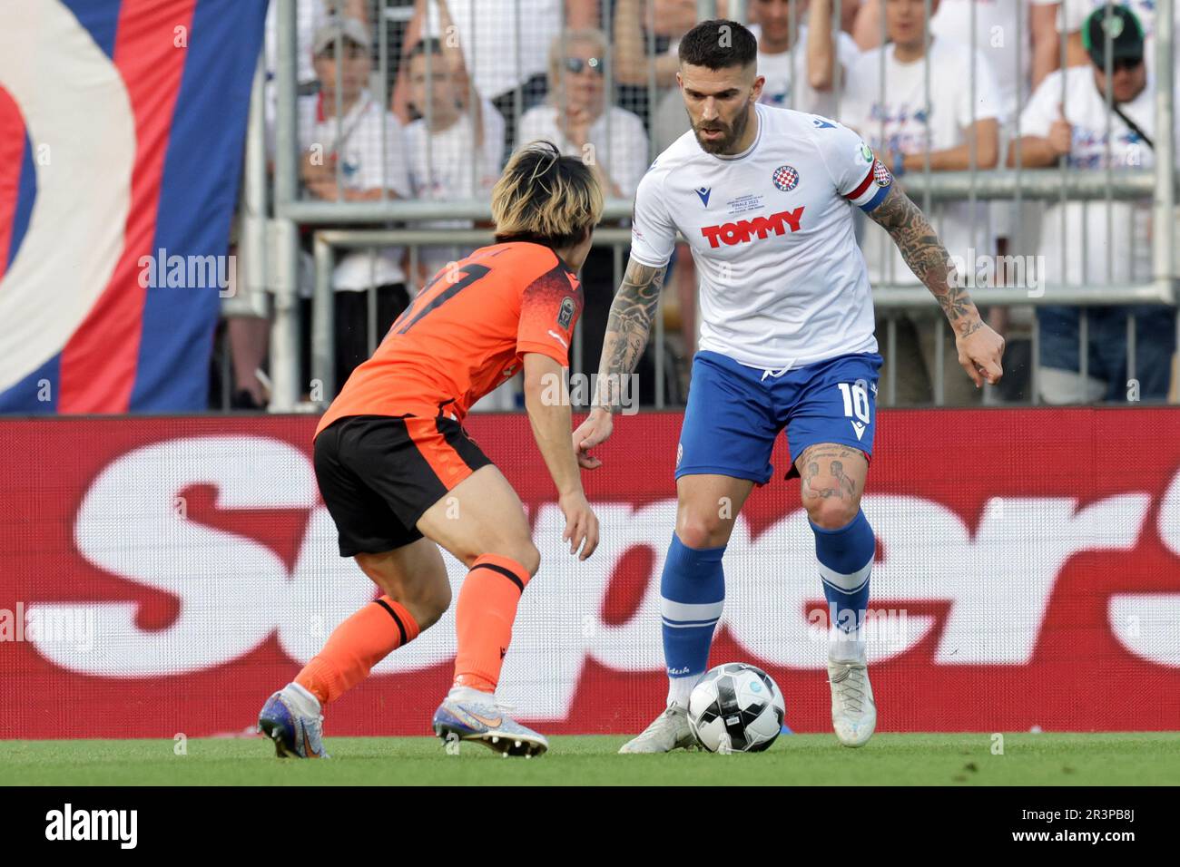 Rijeka, Croatia. 24th May, 2023. Dario Melnjak of Hajduk Split in action  during the SuperSport Croatian Football Cup final match between HNK Hajukd  and HNK Sibenik at HNK Rijeka Stadium in Rijeka