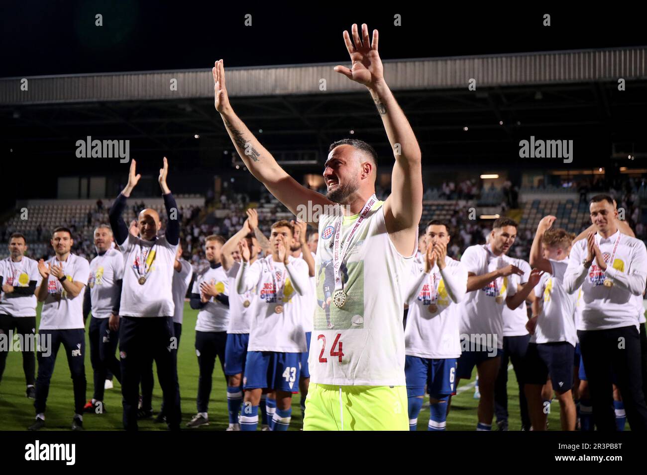 Rijeka, Croatia. 24th May, 2023. Players of Hajduk Split celebrate