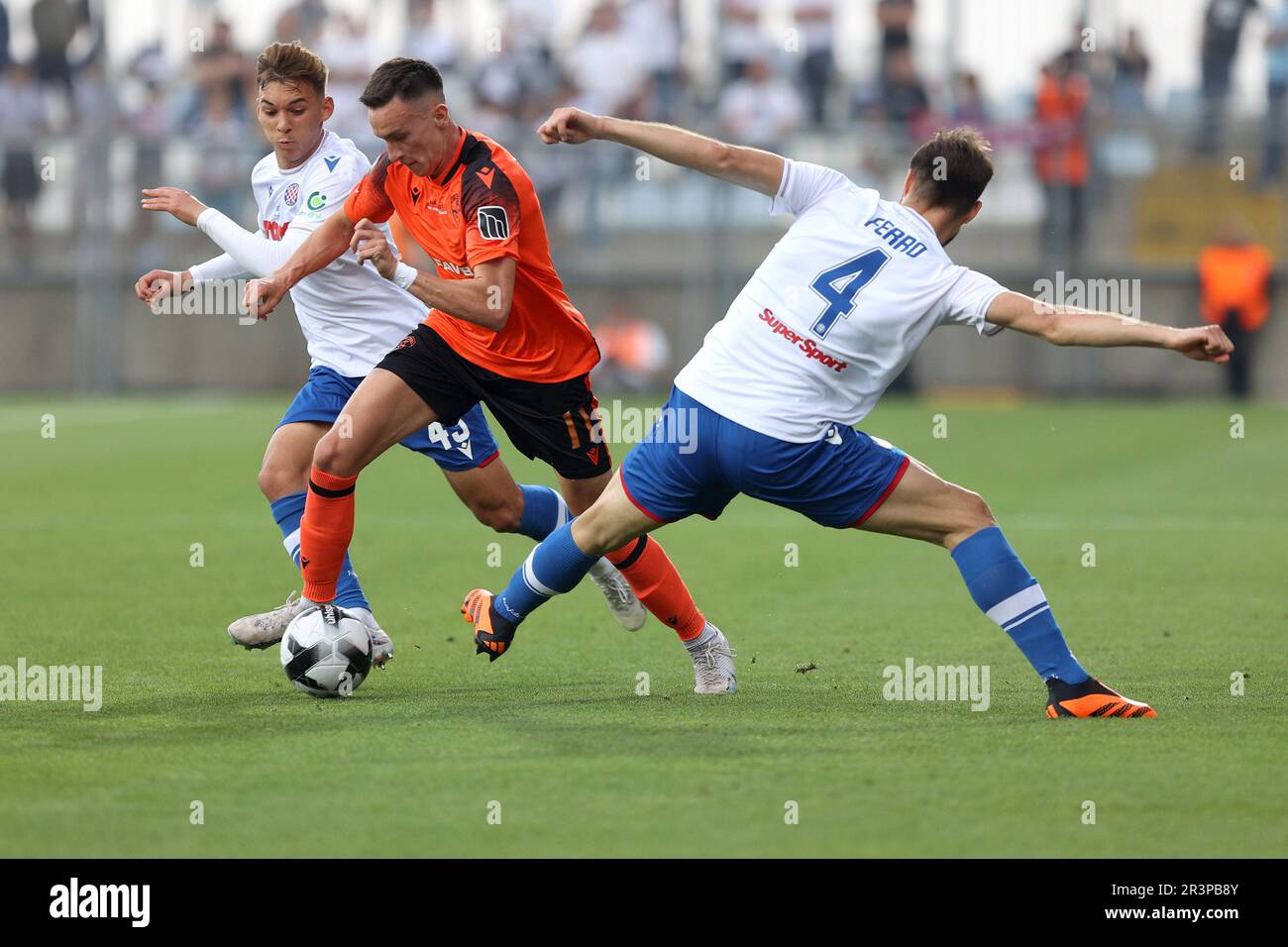 Rijeka, Croatia. 24th May, 2023. Dario Melnjak of Hajduk Split in action  during the SuperSport Croatian Football Cup final match between HNK Hajukd  and HNK Sibenik at HNK Rijeka Stadium in Rijeka