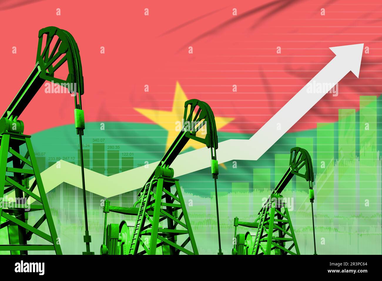 Burkina Faso oil industry concept, industrial illustration - rising up ...