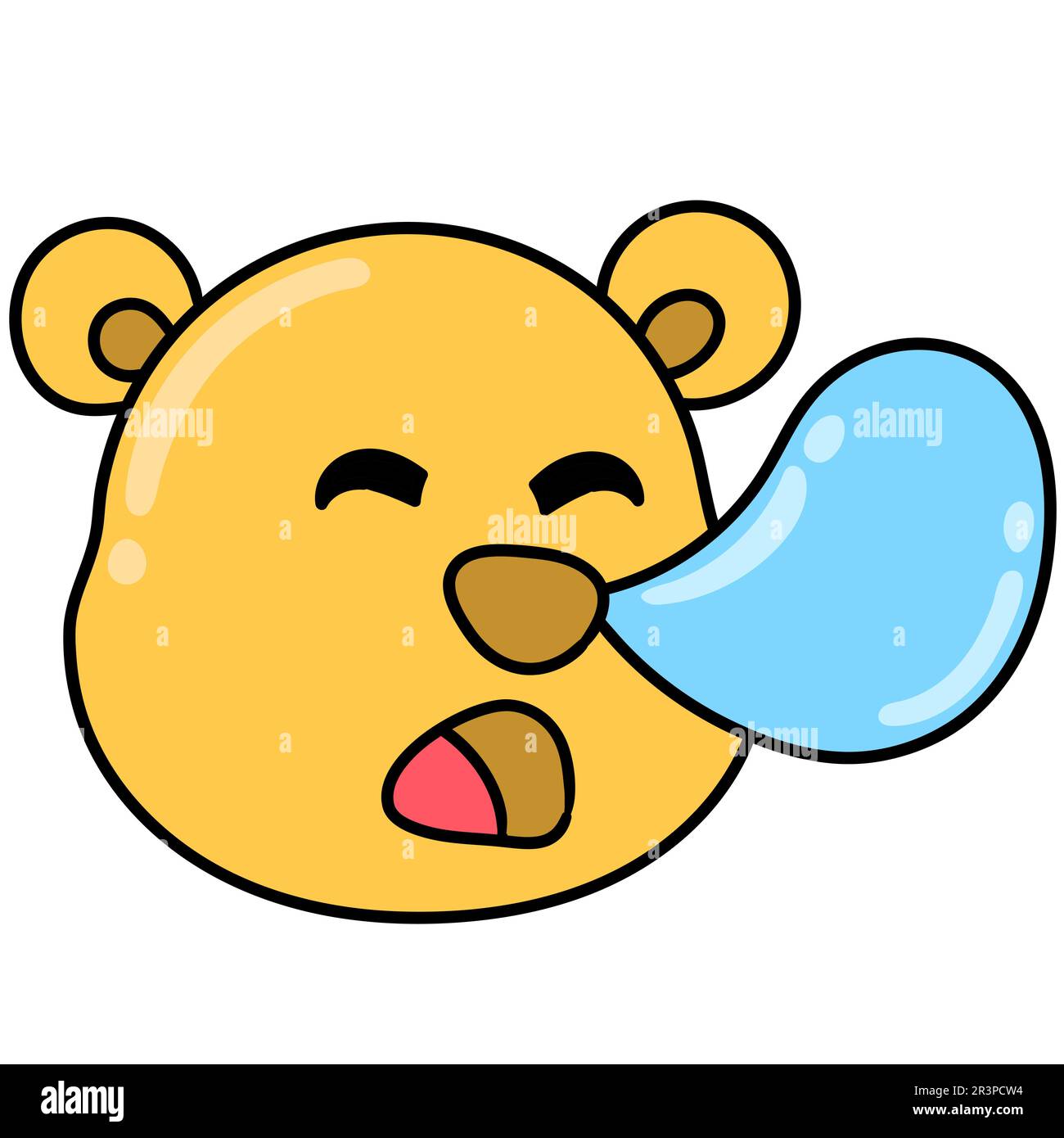 Slumbering Bear Head Emoticon, doodle kawaii. doodle icon image Stock Photo