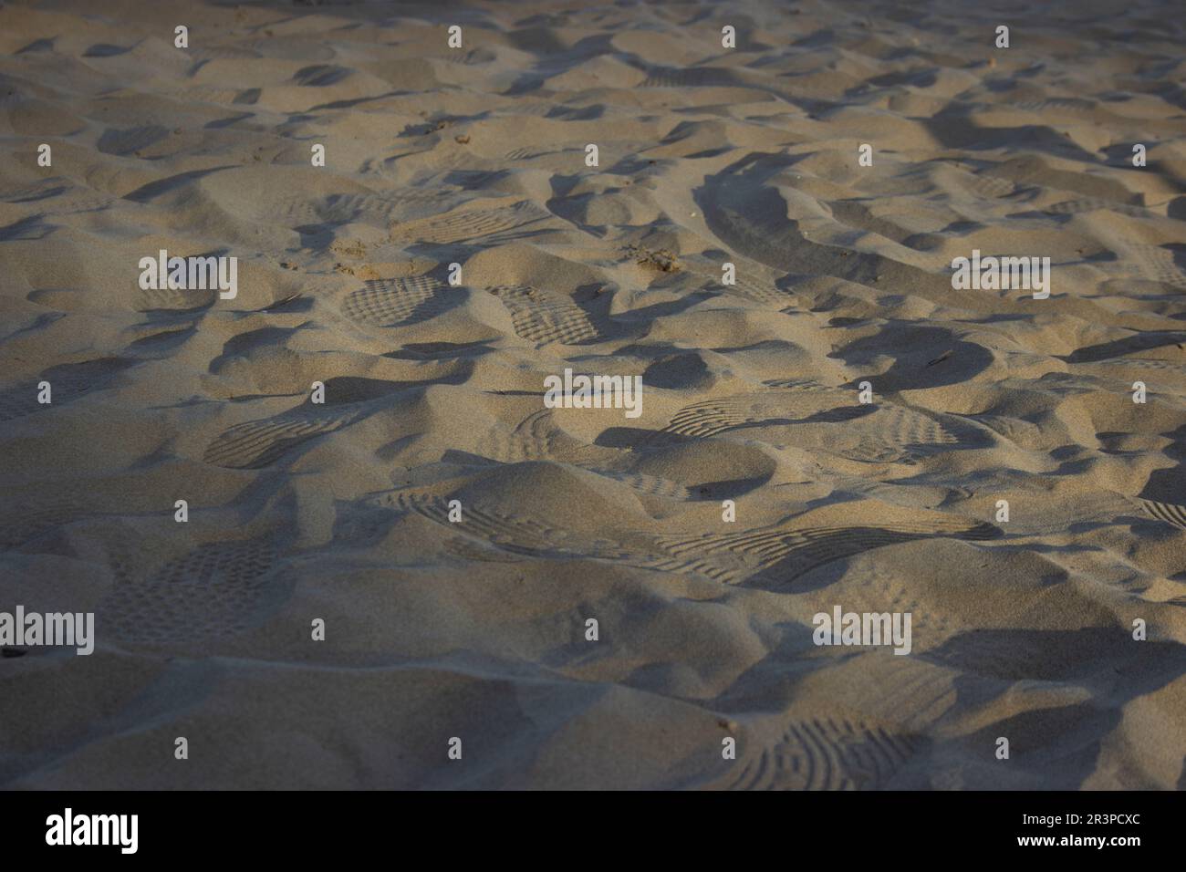Footprints in the beach sand, Huellas en la arena Stock Photo