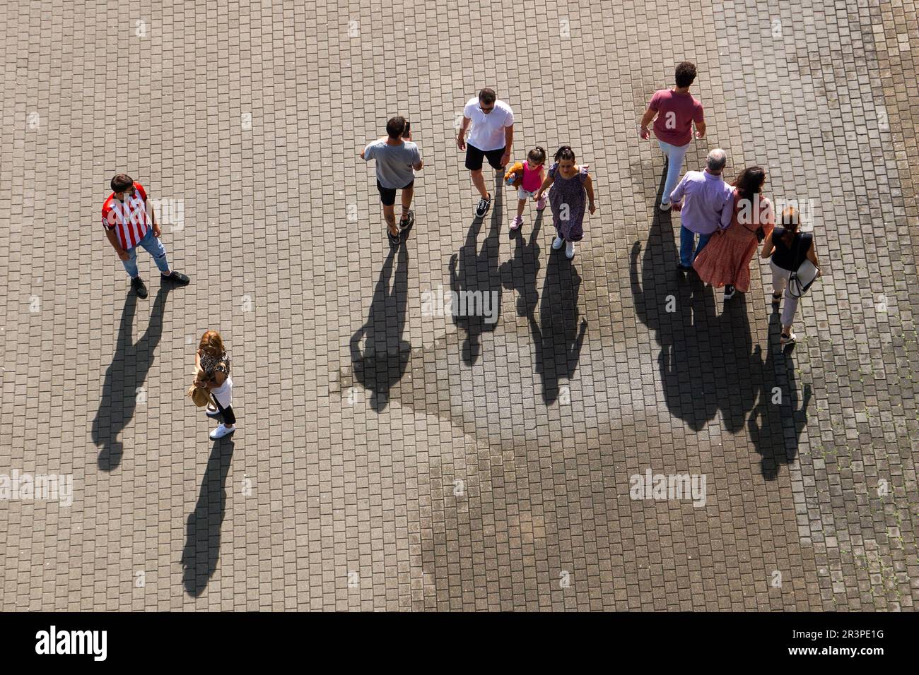 large group of people walking around the city, Bilbao city, basque country, spain Stock Photo