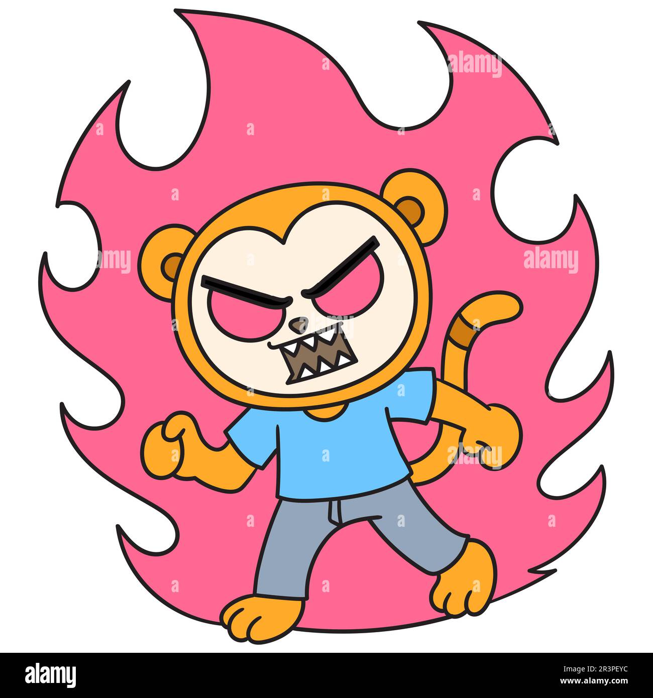 Someone angry emoji sticker, doodle kawaii. doodle icon image Stock Photo