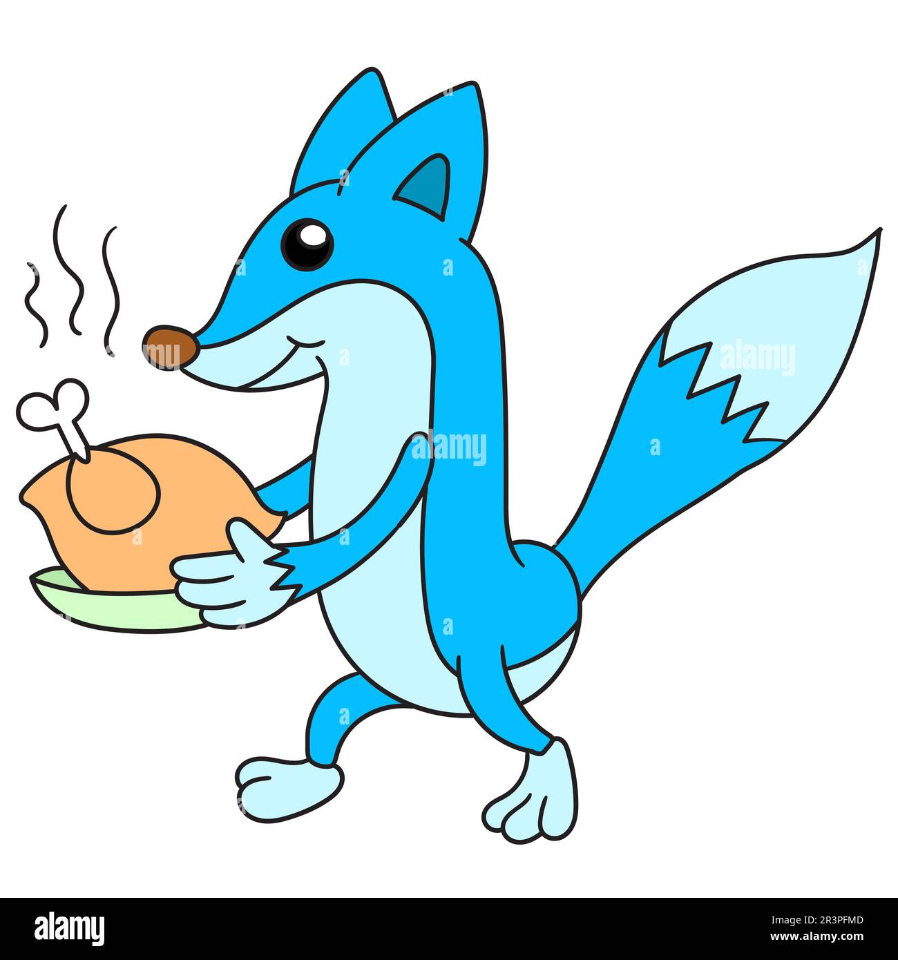 Fox Eating Chicken Cartoon