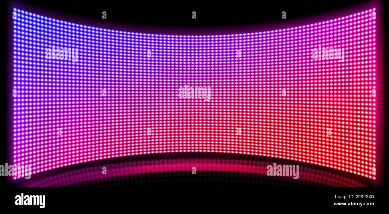 Tv show led screen stage and lcd wall background. Light panel concave monitor digital texture