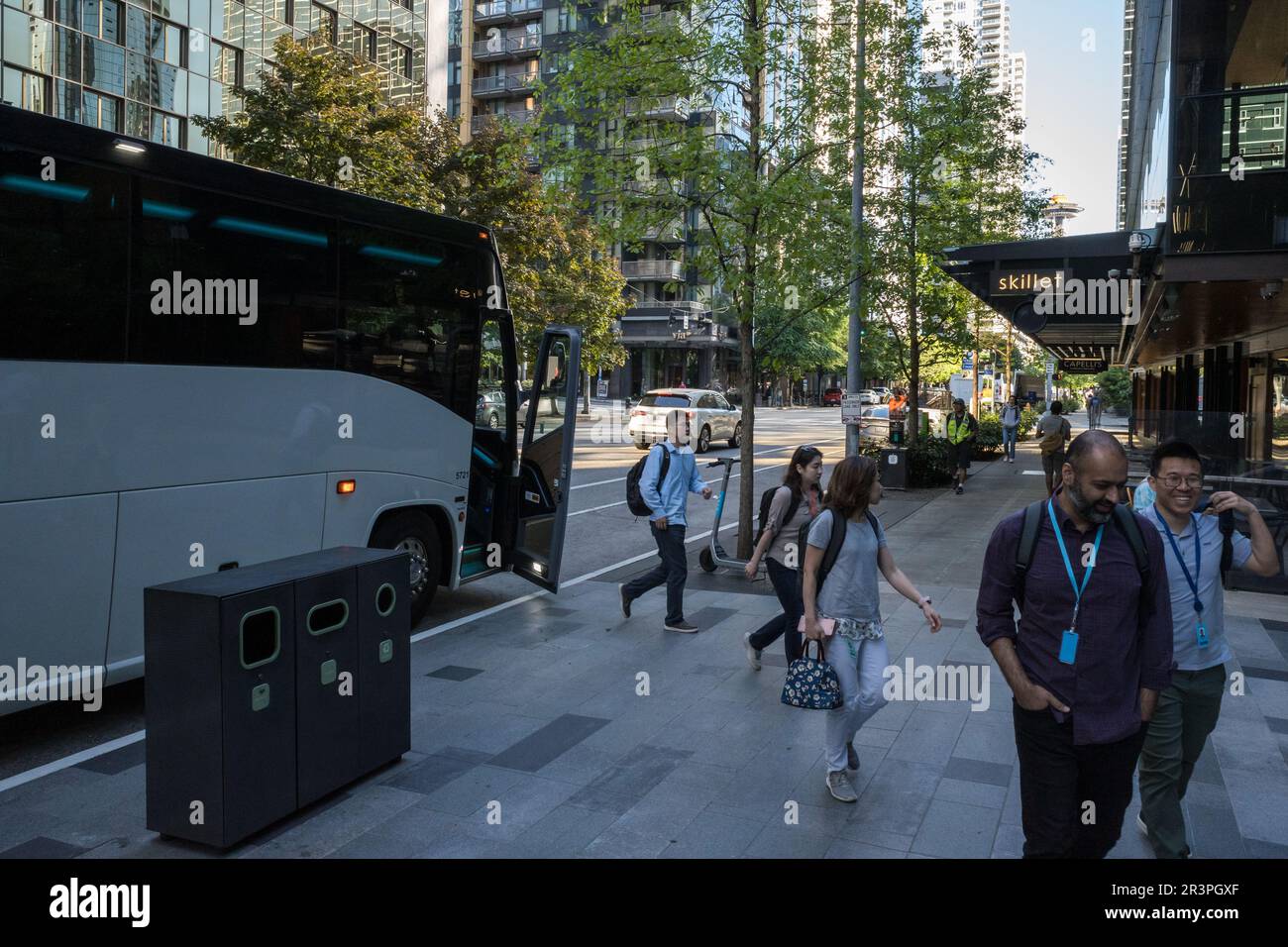 Seattle, USA. 15 May, 2023. People headed back to the office at Amazon ...