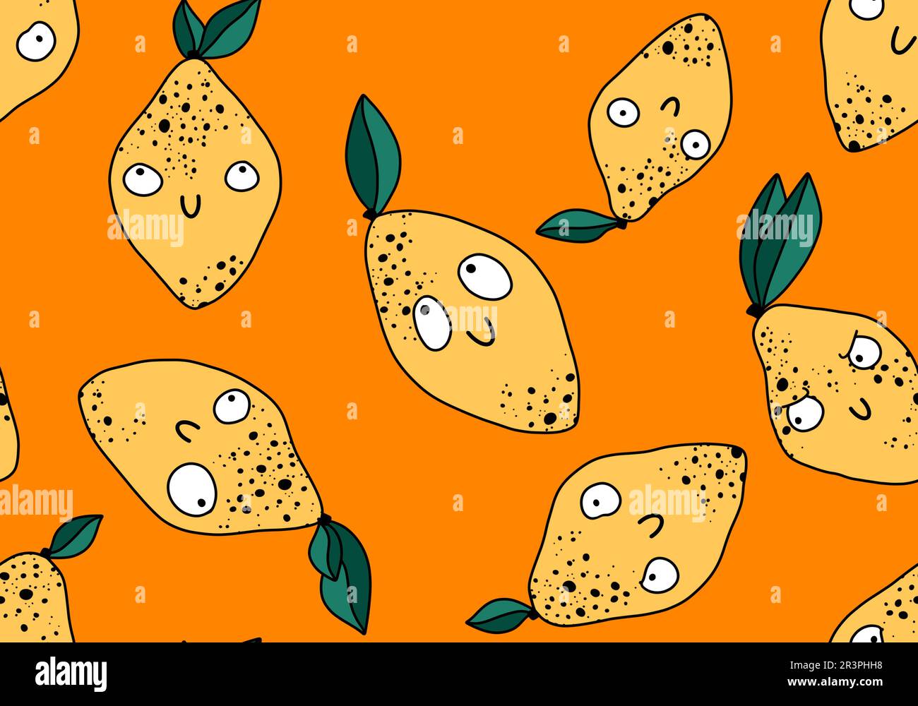 Summer cartoon fruit seamless monster lemon pattern for wrapping paper ...