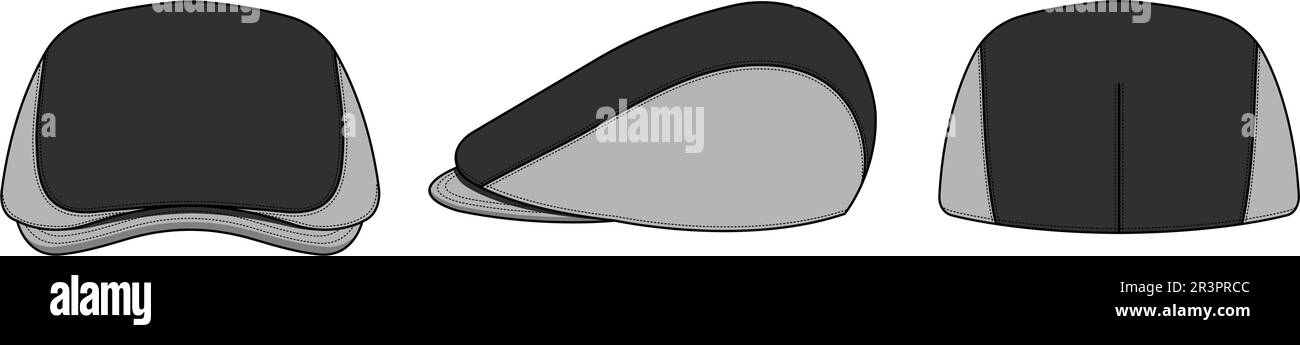 Flat cap ( hunting hat ) vector template illustration Stock Vector