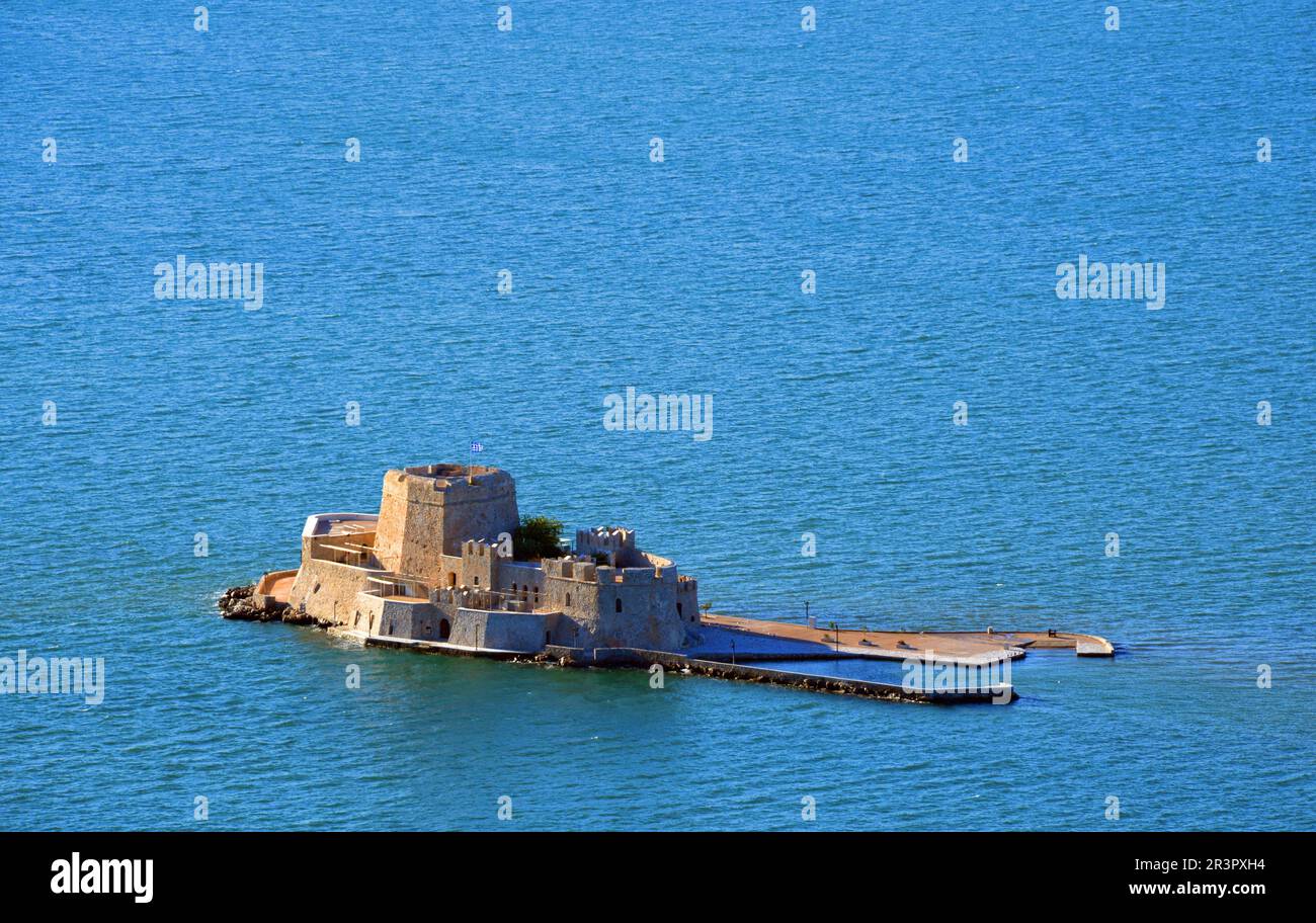 castle of Bourtzi, Greece, Peloponnese, Argolis, Nafplion Stock Photo