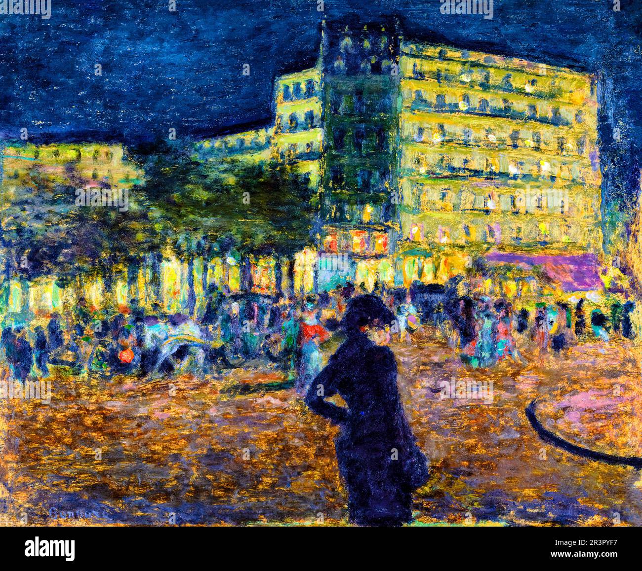 Place Pigalle at Night  by Pierre Bonnard. Original from Yale University Art Gallery. Stock Photo