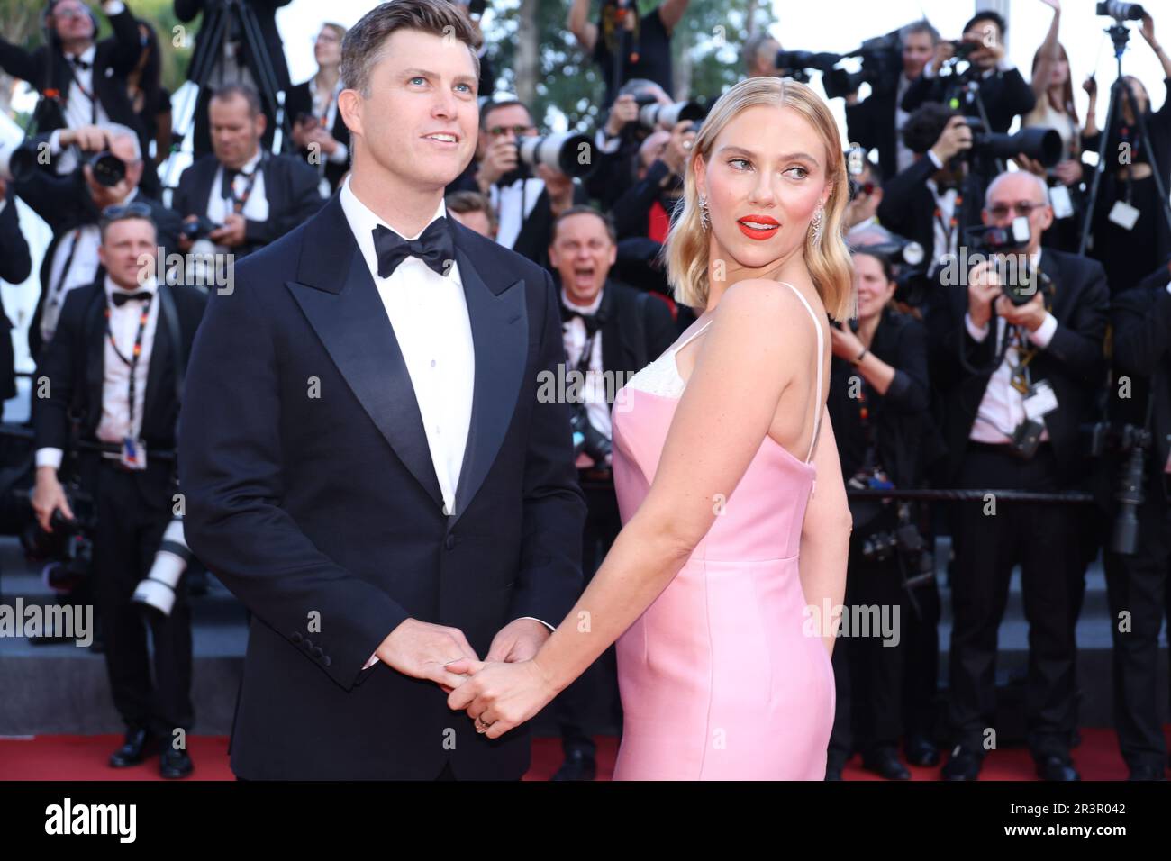Cannes, France. 23rd May, 2023. Colin Jost, Scarlett Johansson attend