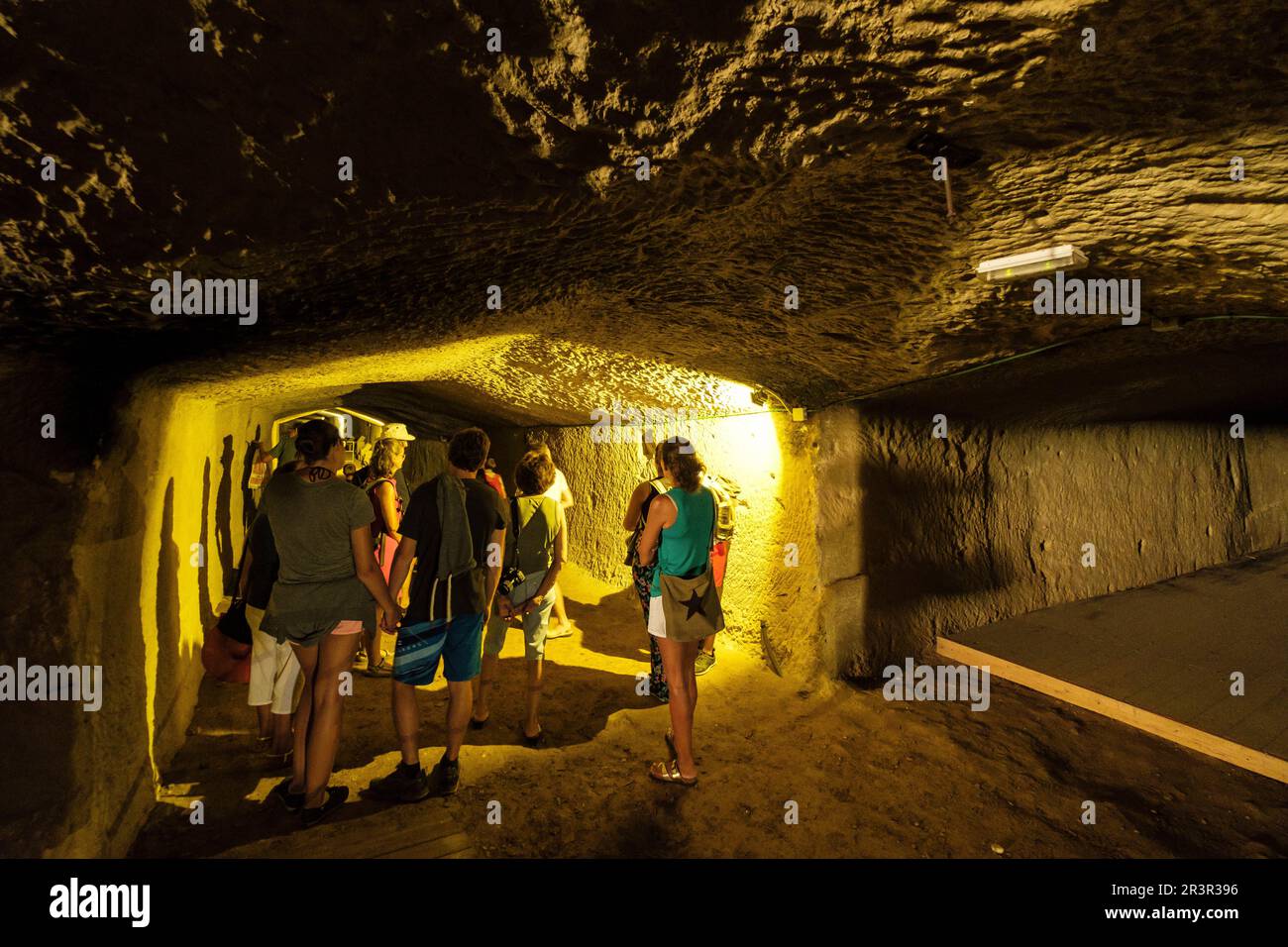 galeria subterranea, castillo de San Felipe, siglo XVI ,boca del puerto de Mahón, municipio de Villacarlos, Menorca, balearic islands, Spain. Stock Photo