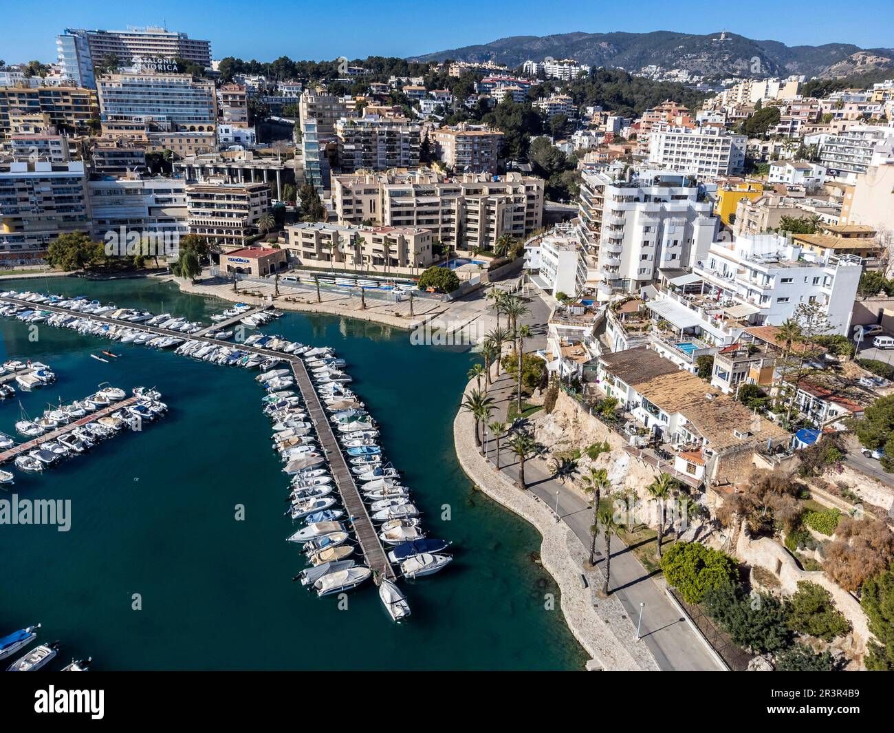 Can Barbara Dock aerial view, Palma Mallorca, Balearic Islands, Spain. Stock Photo
