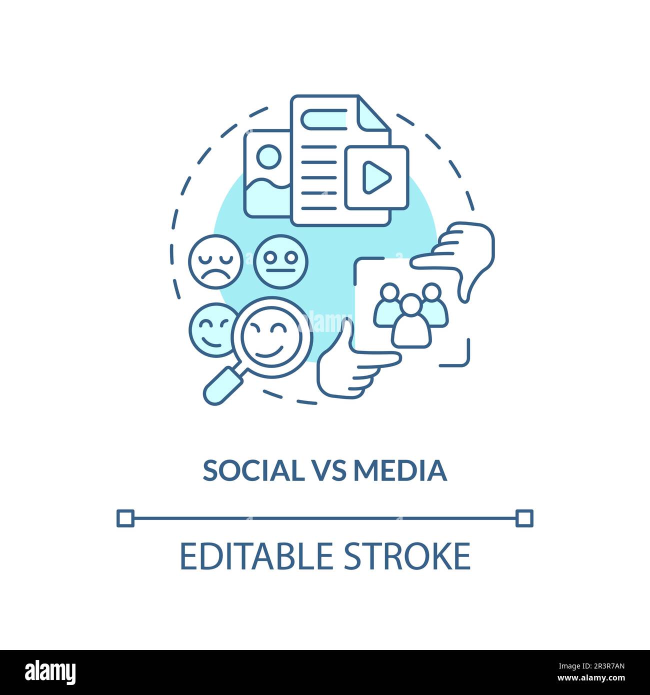 Social vs media turquoise concept icon Stock Vector