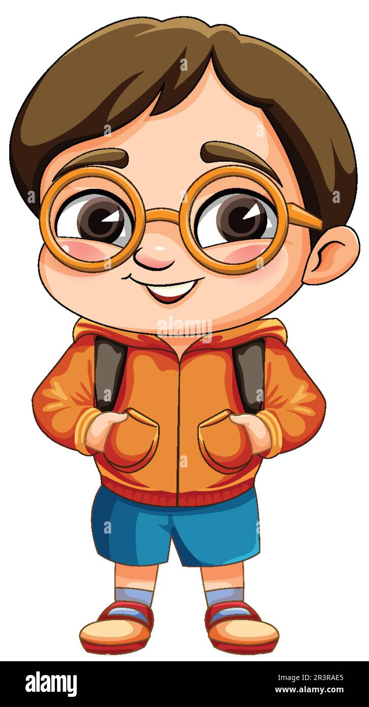 Cute nerdy boy cartoon character illustration Stock Vector Image & Art -  Alamy
