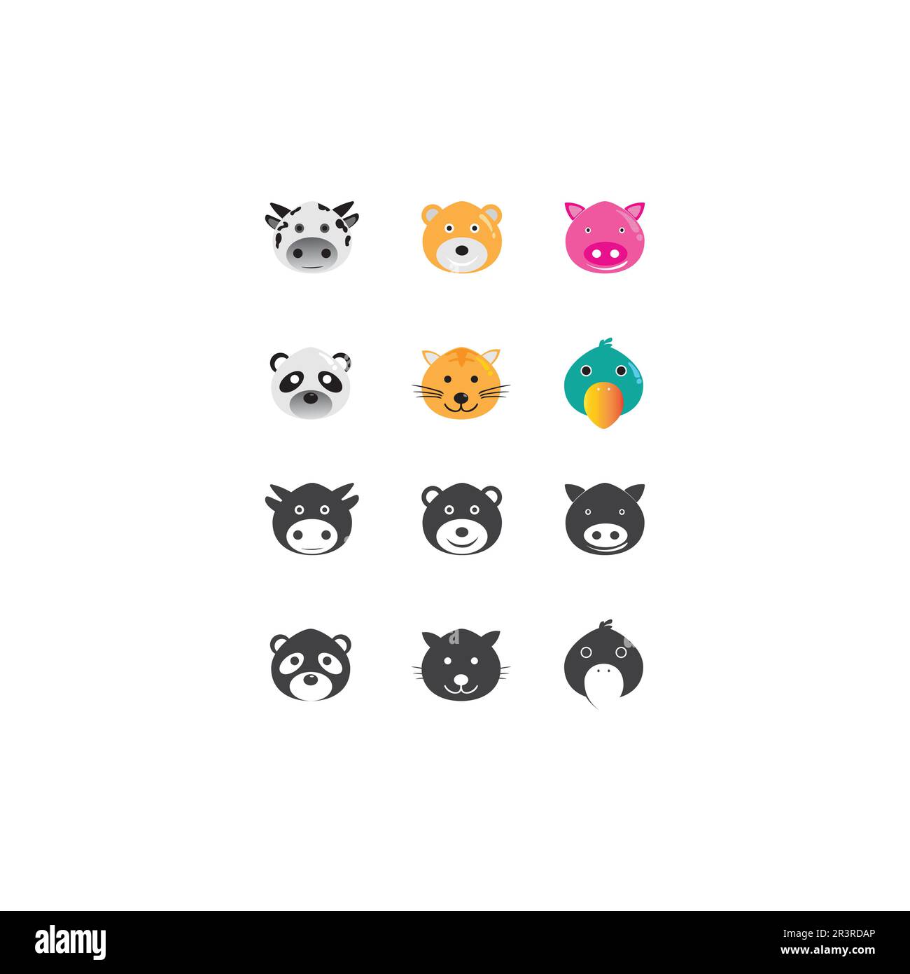 Cow and animals Logo Template vector icon illustration design Stock Vector