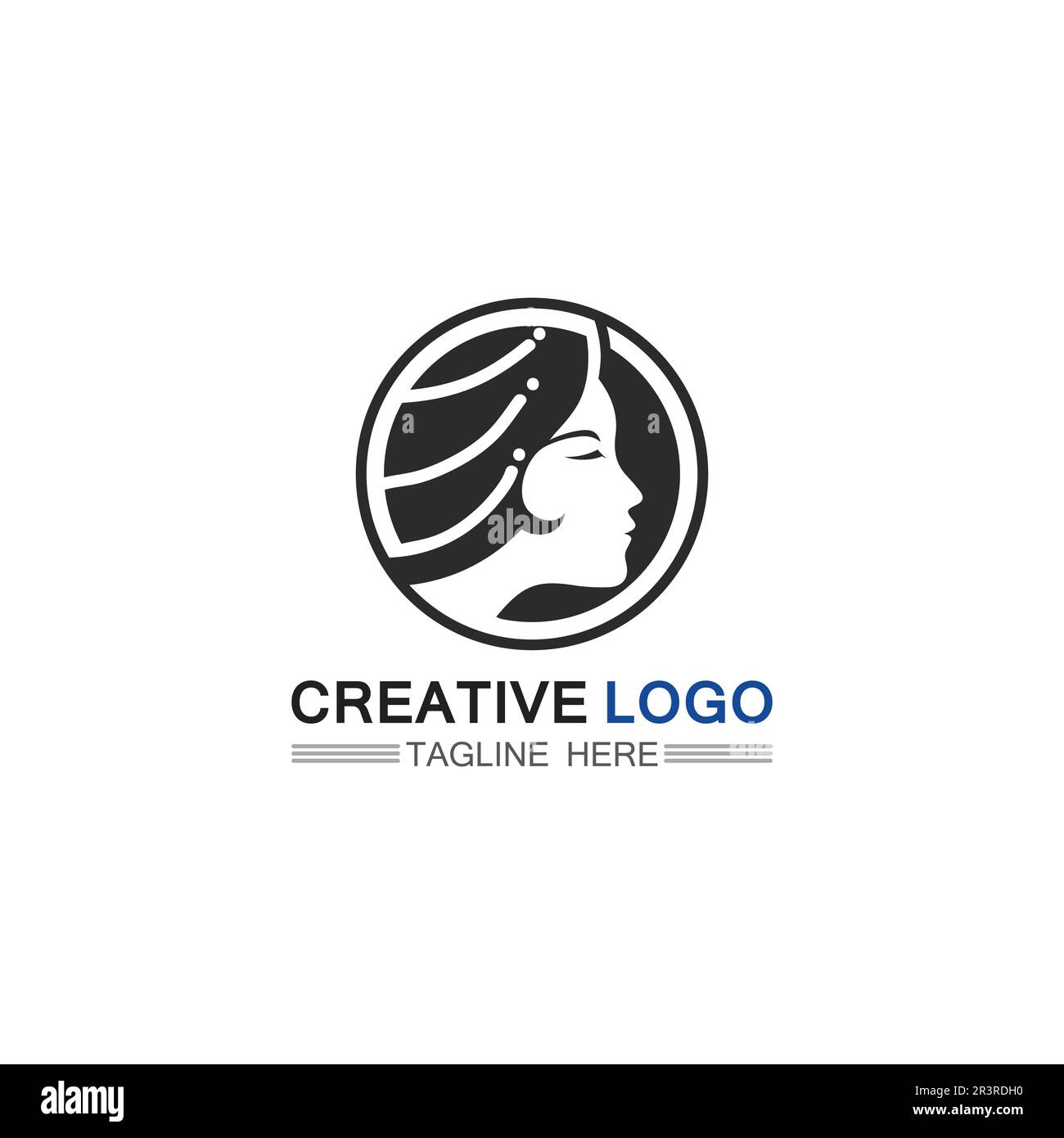 Woman face silhouette character illustration logo icon vector Stock ...