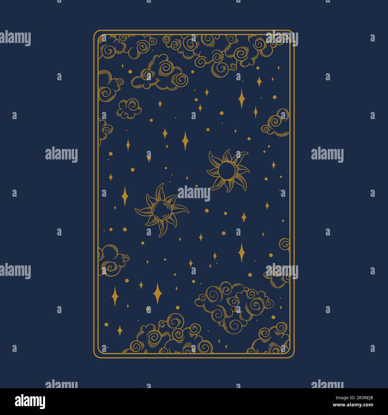 Tarot aesthetic golden card. Occult tarot design for divination card