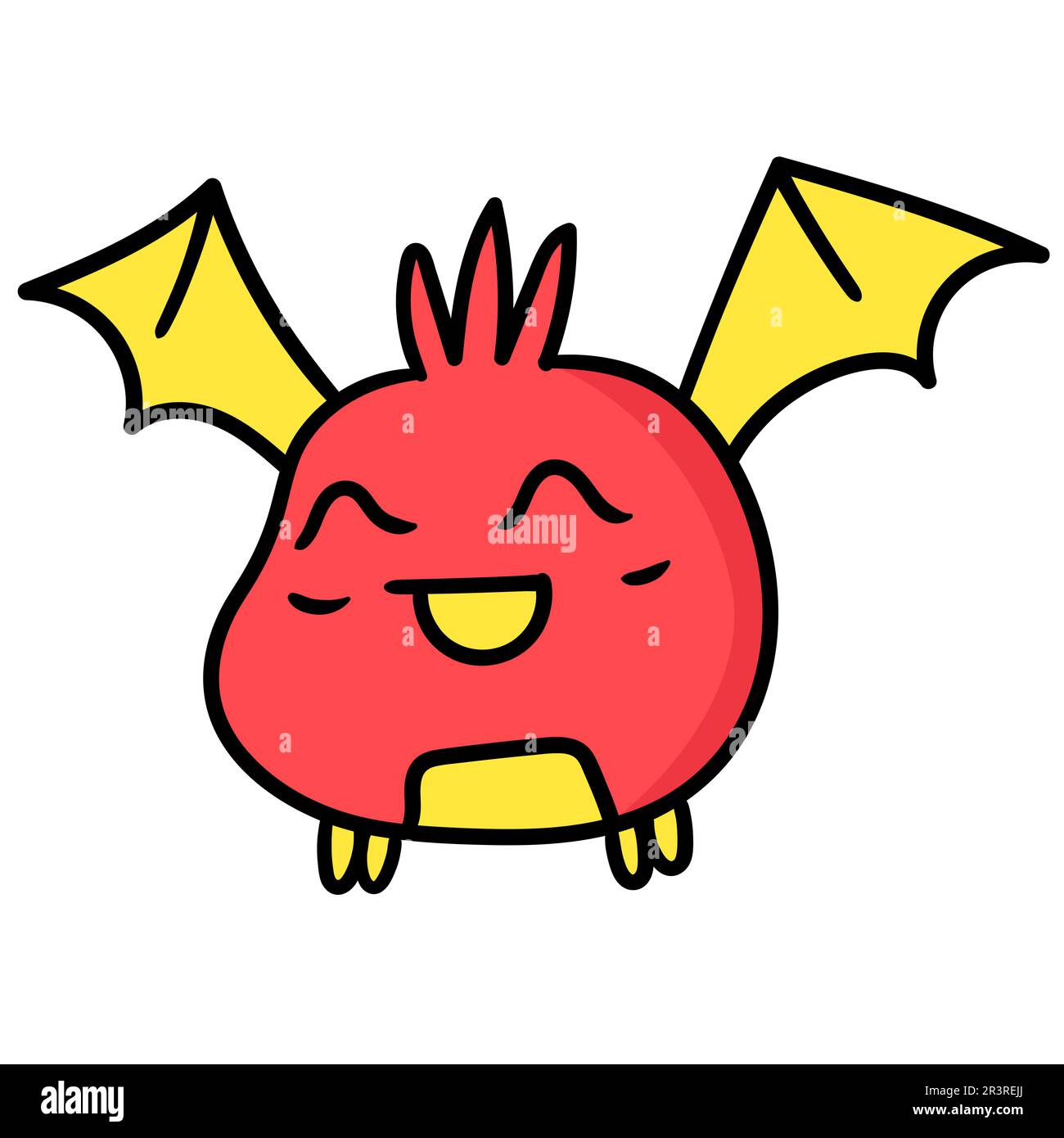 Animal with bat wings with funny face, doodle icon image Stock Photo