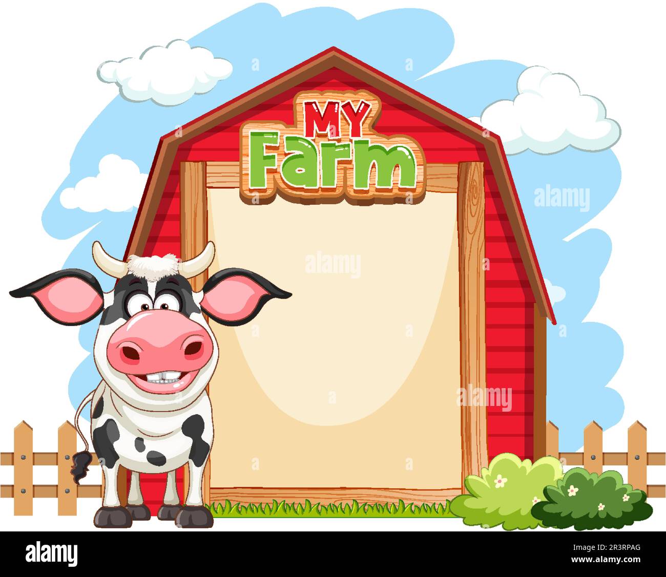 Cow with empty banner templae illustration Stock Vector Image & Art - Alamy