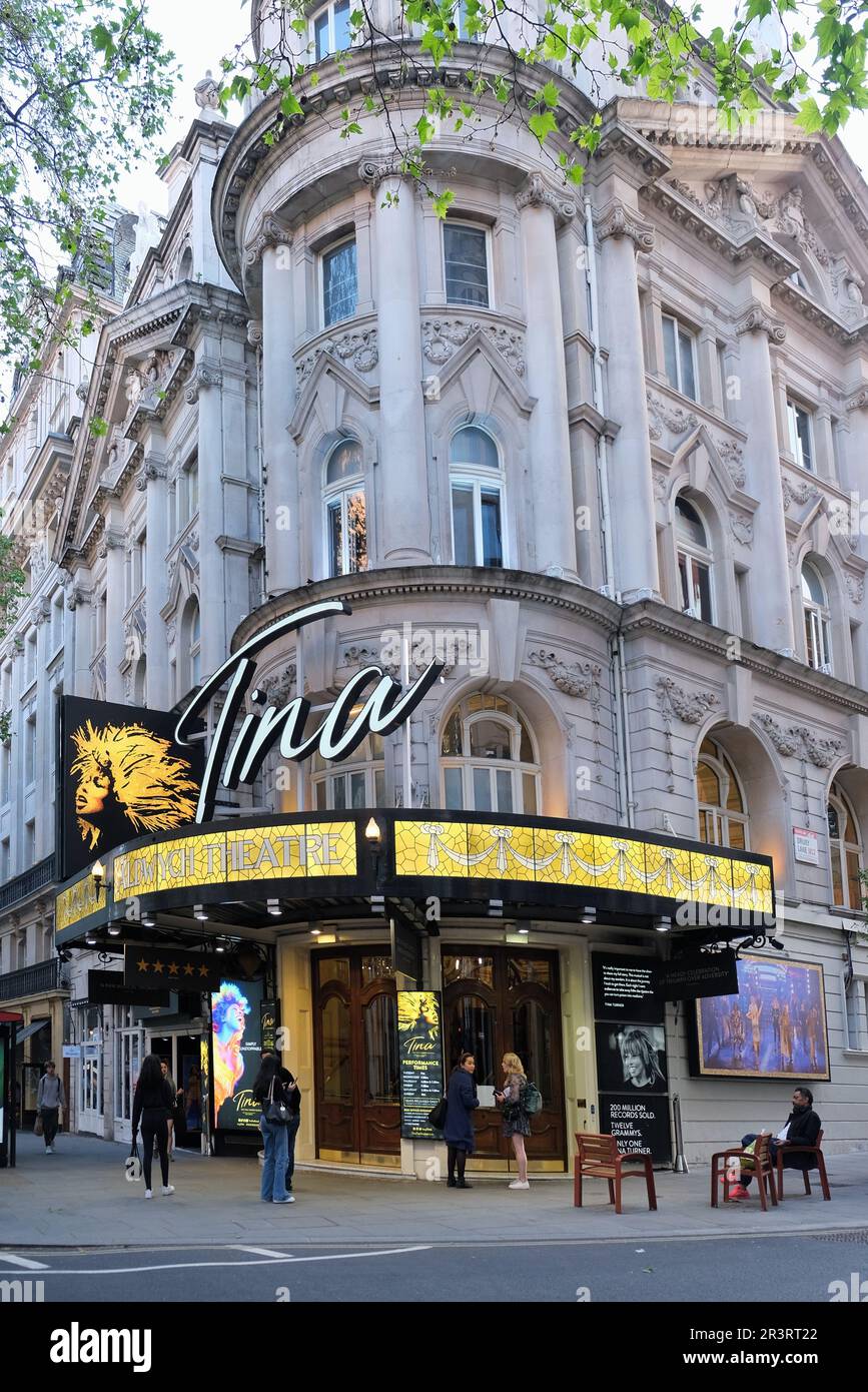 London, UK. 24th May, 2023. General scenes outside the Aldwych Theatre where a production of Tina: The Tina Turner Musical has been showing since 2018. It was announced by her publicist, that the charismatic Tennessee born 'Queen of Rock 'n' Roll', died peacefully this evening at the age of 83 after a long illness. Credit: Eleventh Hour Photography/Alamy Live News Stock Photo