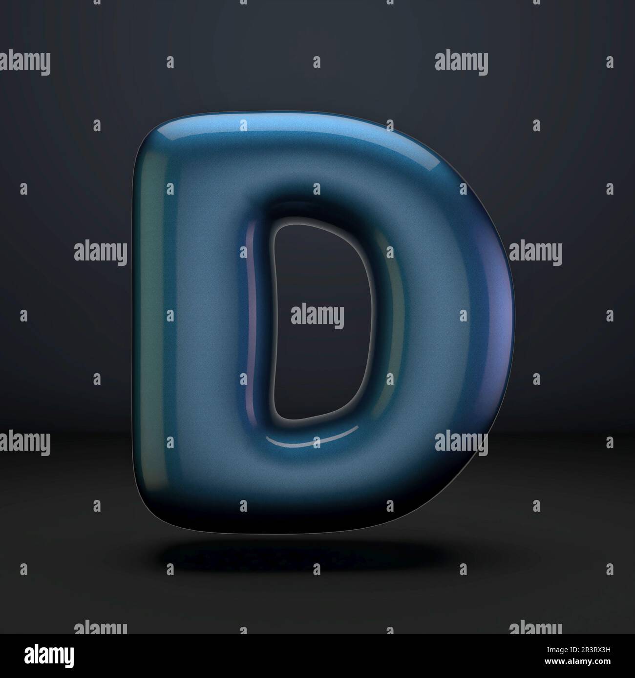 Dark blue shiny font Letter D 3D Stock Photo