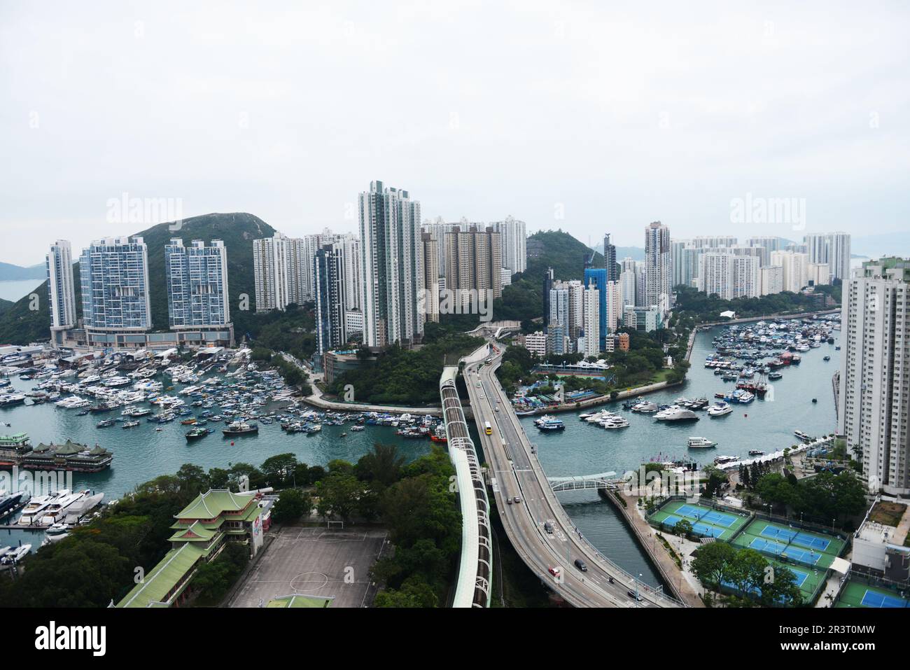 The elevated MTR South Island line track in Wong Chuk Hang, Hong Kong