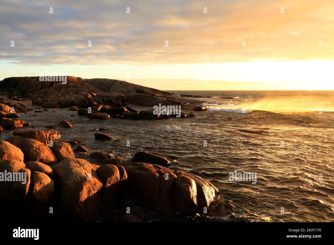 Rocky coastline at sunset, Augusta, Southwest Australia Stock Photo