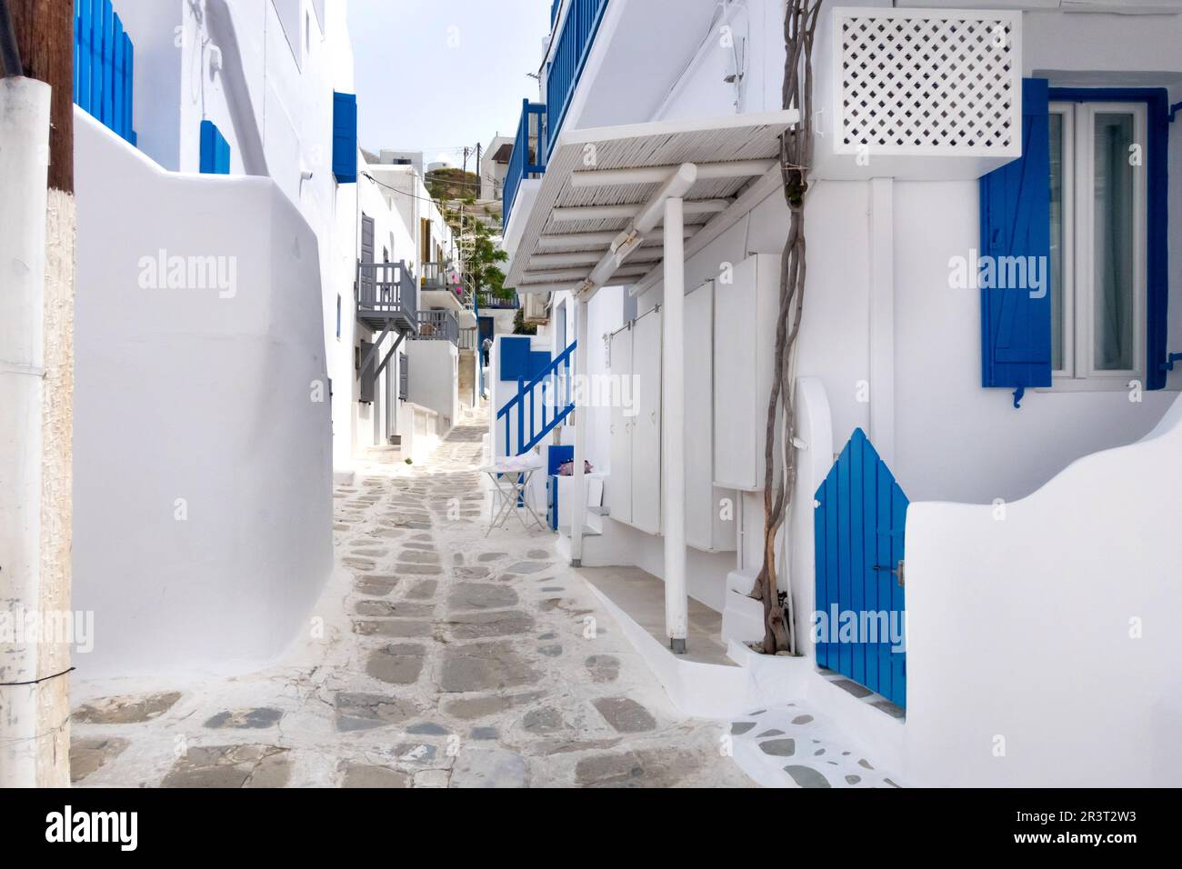 Mykonos, Greece view of the narrow street Stock Photo