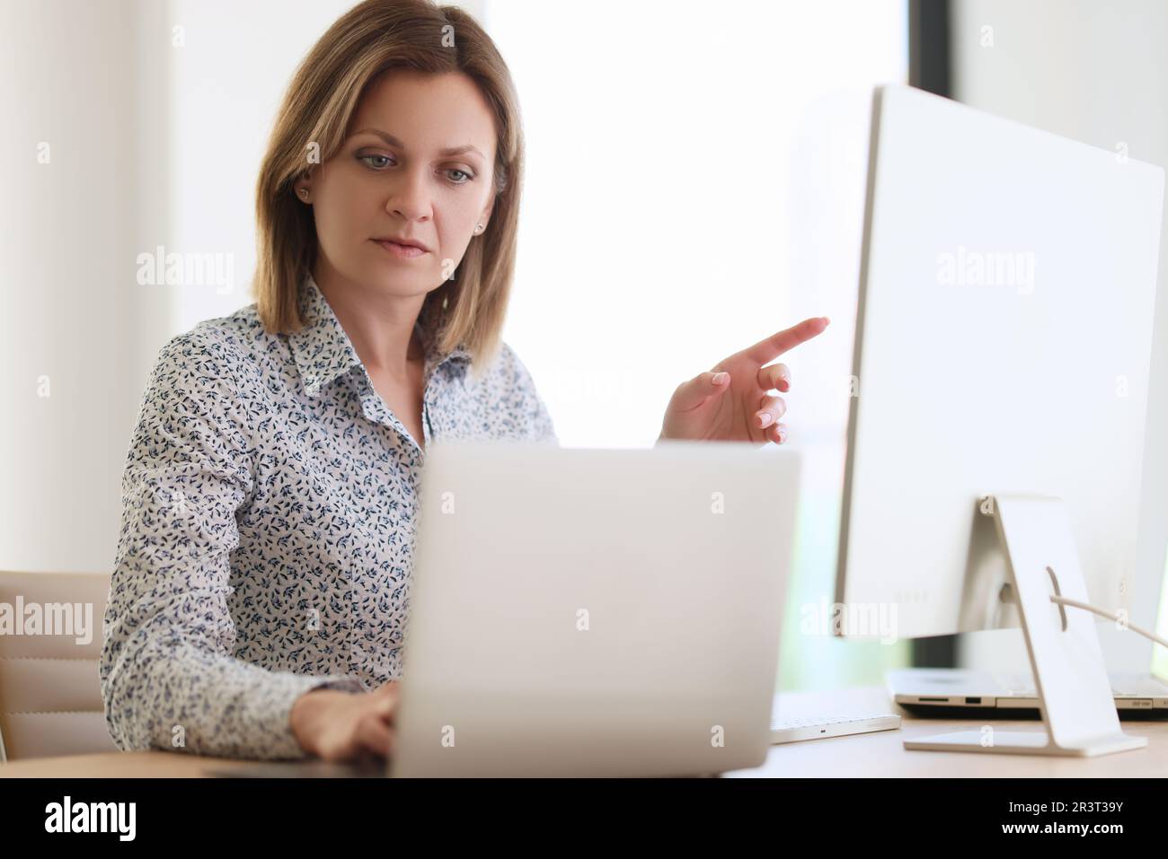 Computer Screen Finger Laptop computer female finger hi-res stock photography and images - Alamy
