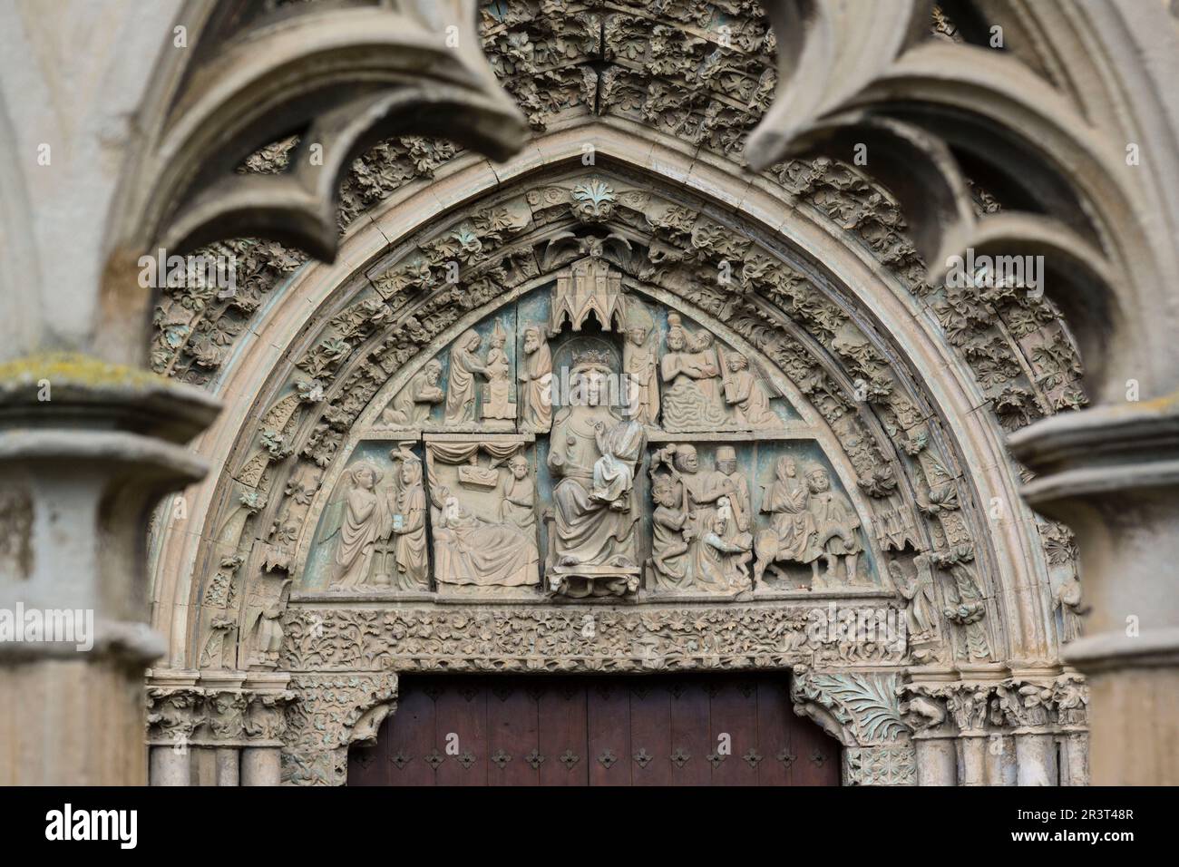 portada labrada,iglesia de Santa Maria, siglo XIII,Olite,comunidad foral de Navarra, Spain. Stock Photo