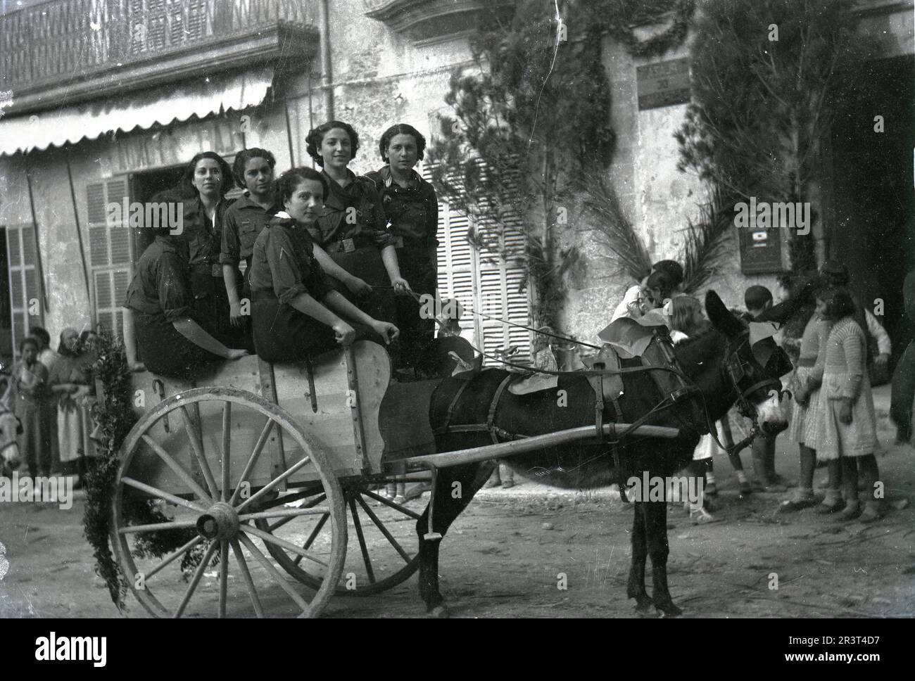 Historical image from the beginning of the 20th century, Porreres, Majorca, Spain. Stock Photo