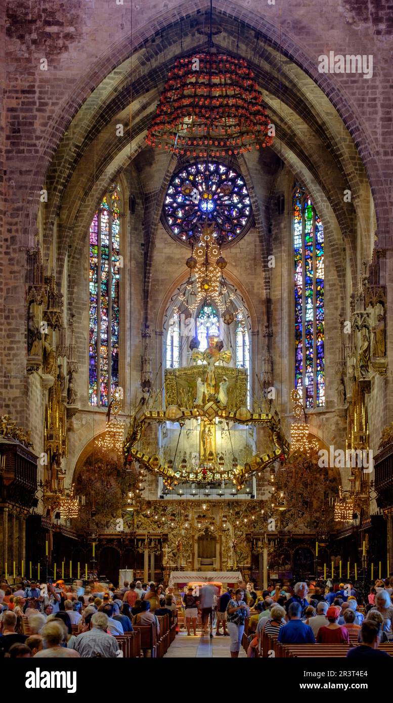 Capilla Real, ( presbiterio ), Catedral de Mallorca, La Seu, siglo XIII. gótico levantino, palma, Mallorca, balearic islands, Spain. Stock Photo