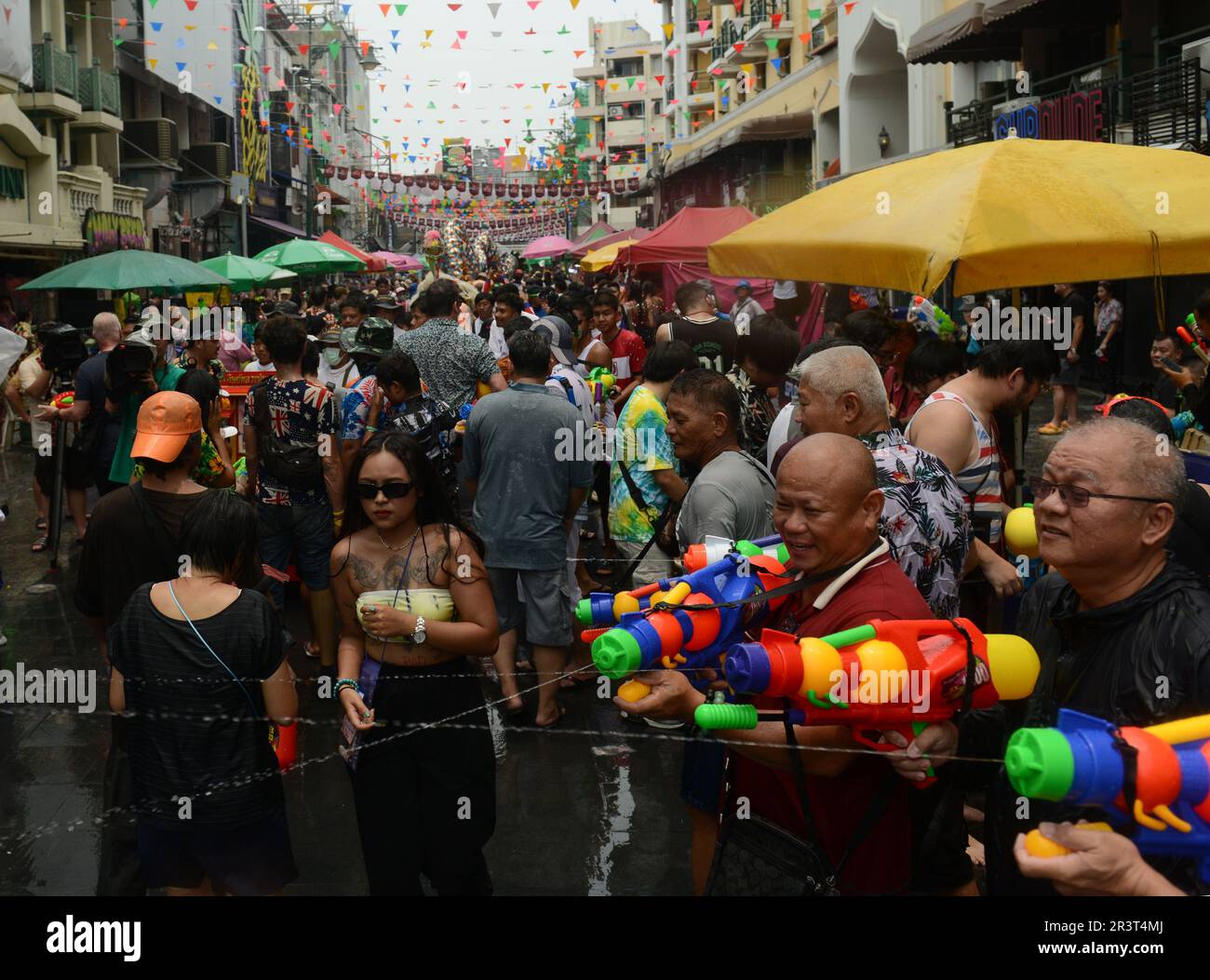 Water splashing during the Celebrations of Songkran ( Thai New Year