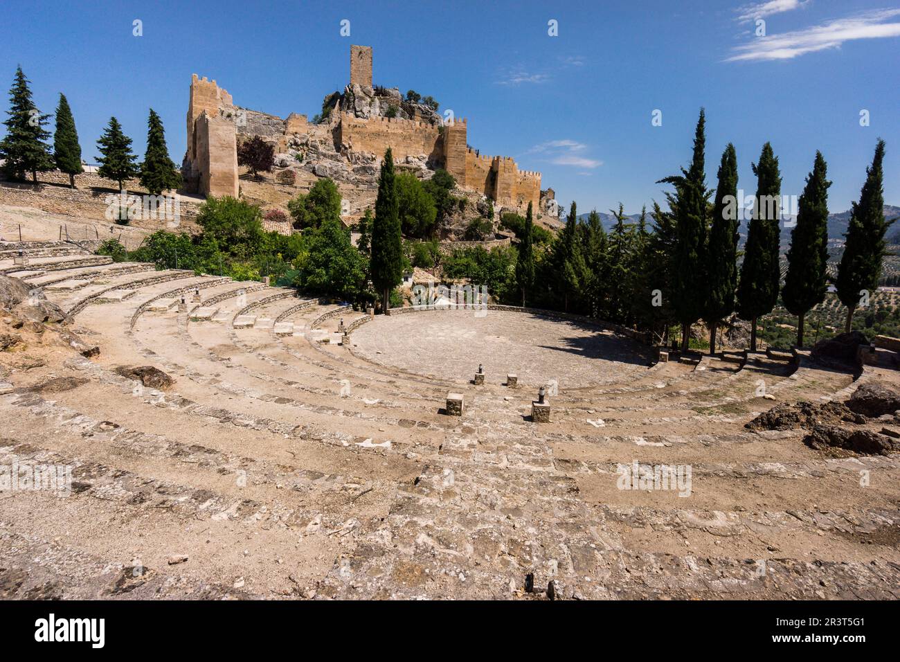 Castillo de La Iruela, origen almohade, construido sobre cimientos pre-bereberes, La Iruela, valle del Guadalquivir, parque natural sierras de Cazorla, Segura y Las Villas, Jaen, Andalucia, Spain. Stock Photo