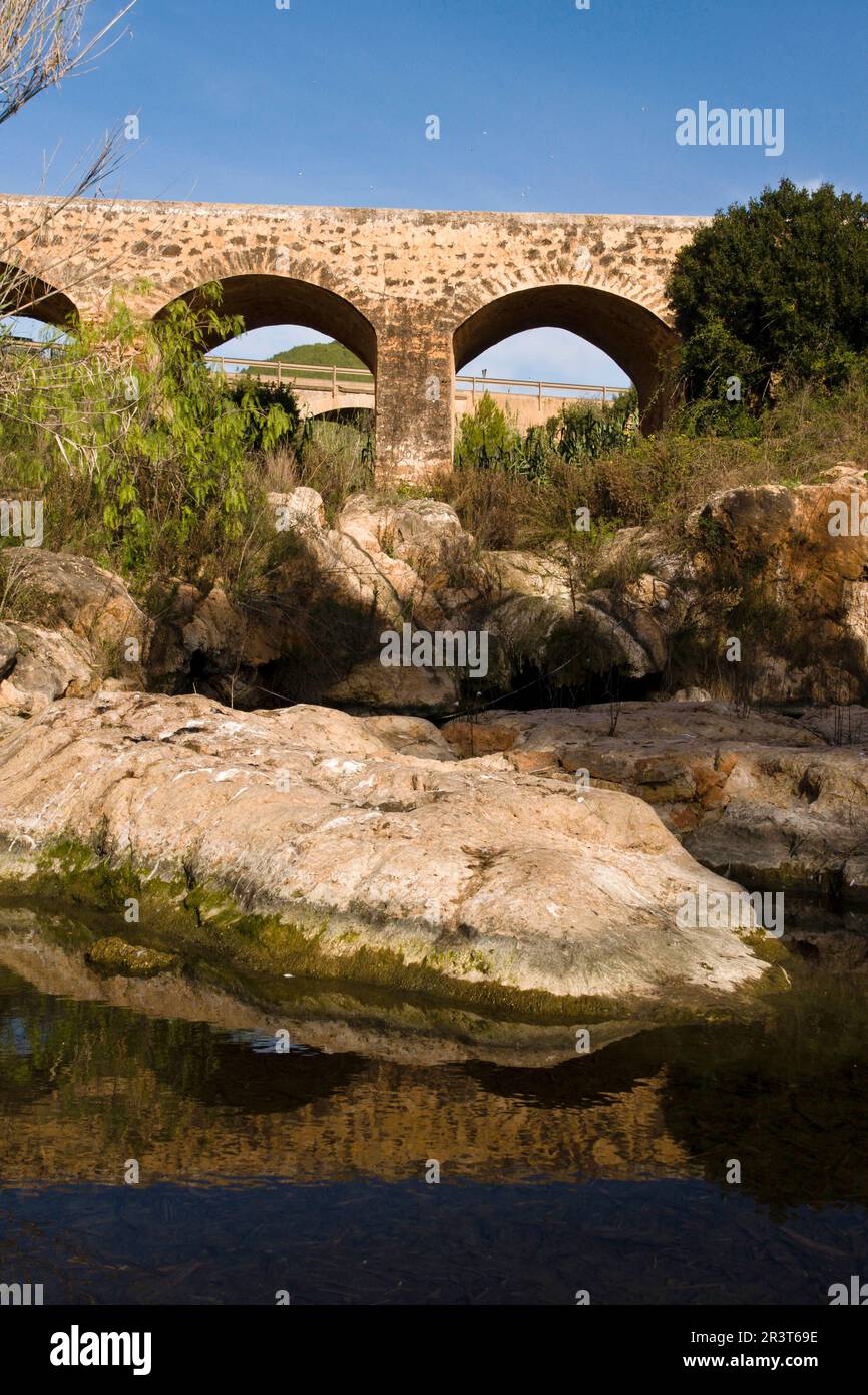 Pont Vell.Rio de Santa Eulària. Santa Eulària des Riu. Ibiza.Balearic islands.Spain. Stock Photo