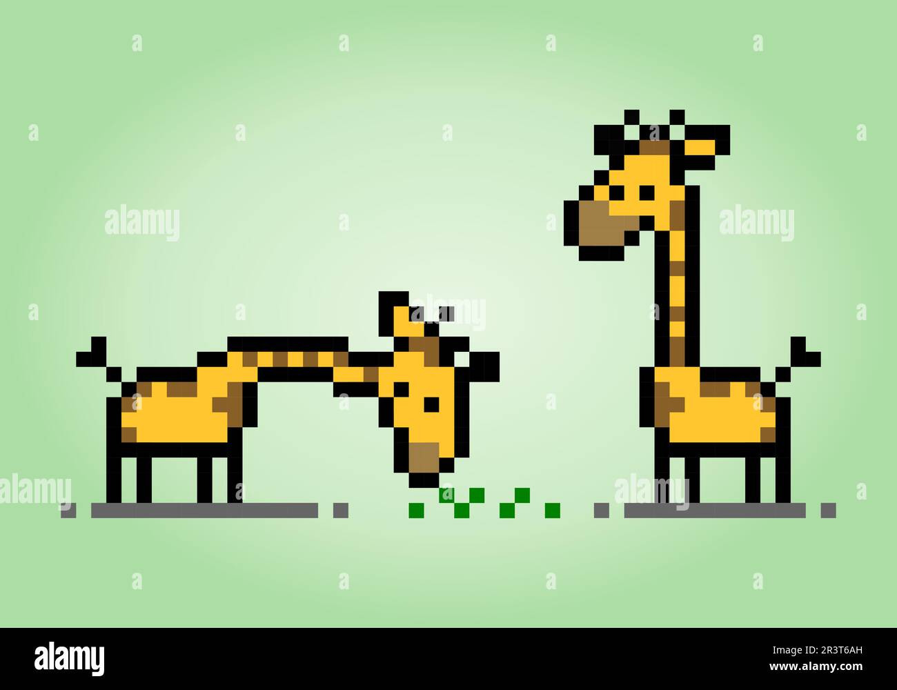 Pixel 8 bit giraffe. Animals for game assets and cross stitch pattern