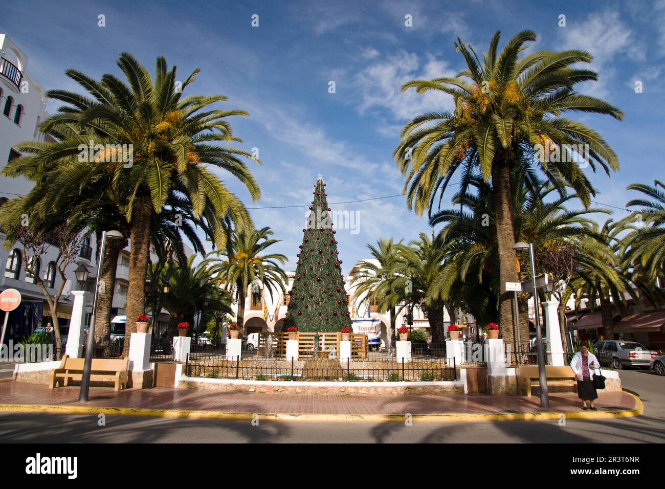 Plaza de España. Santa Eulària des Riu. Ibiza.Balearic islands.Spain. Stock Photo