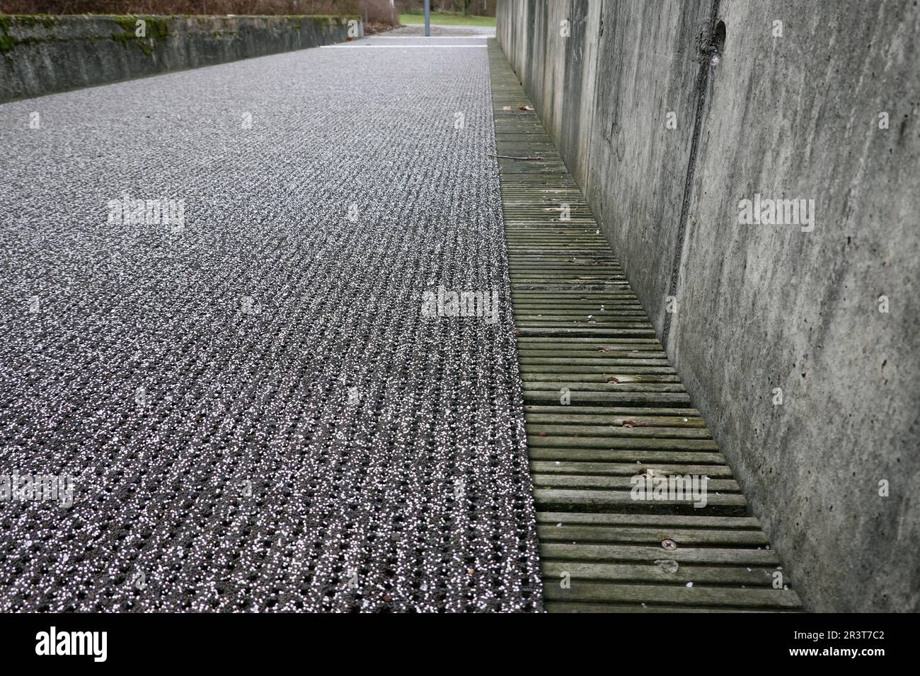 Bankirai planks covered with a non-slip coating Stock Photo