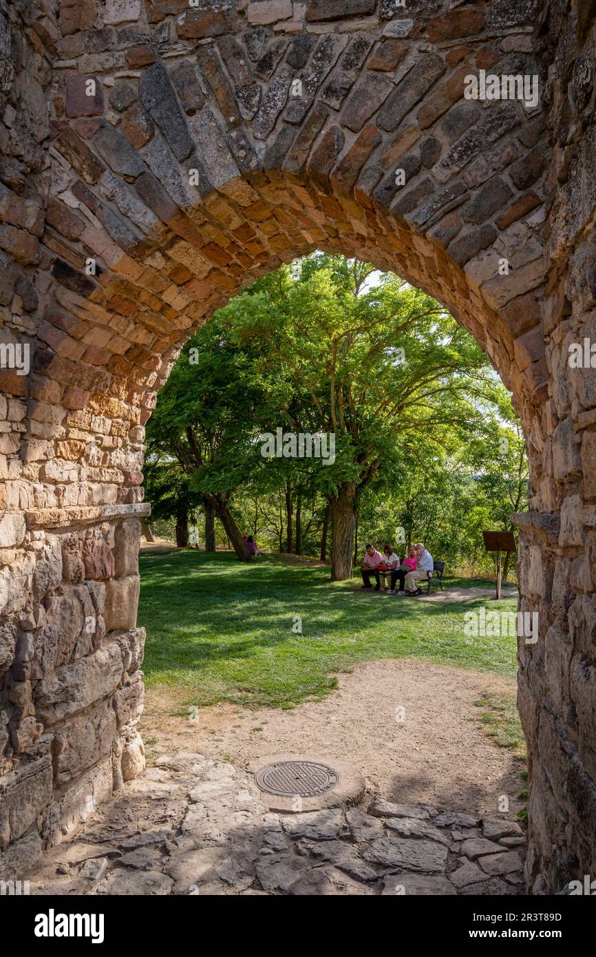 puerta árabe de la Muralla urbana, Medinaceli, Soria, comunidad autónoma de Castilla y León, Spain, Europe. Stock Photo