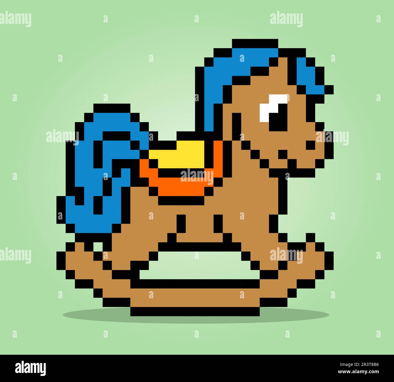 8 bit pixels of toy horse. Kids toy for game assets and cross stitch patterns in vector illustrations. Stock Vector