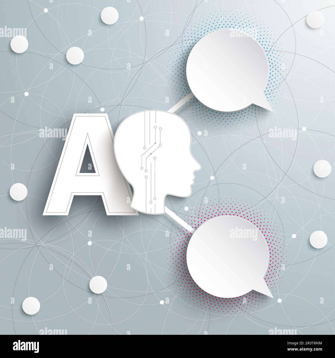 AI Speech Bubbles Networks Infographic Halftone Stock Photo