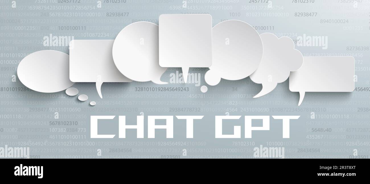 White Paper Speech Bubbles Chat GPT Header Stock Photo